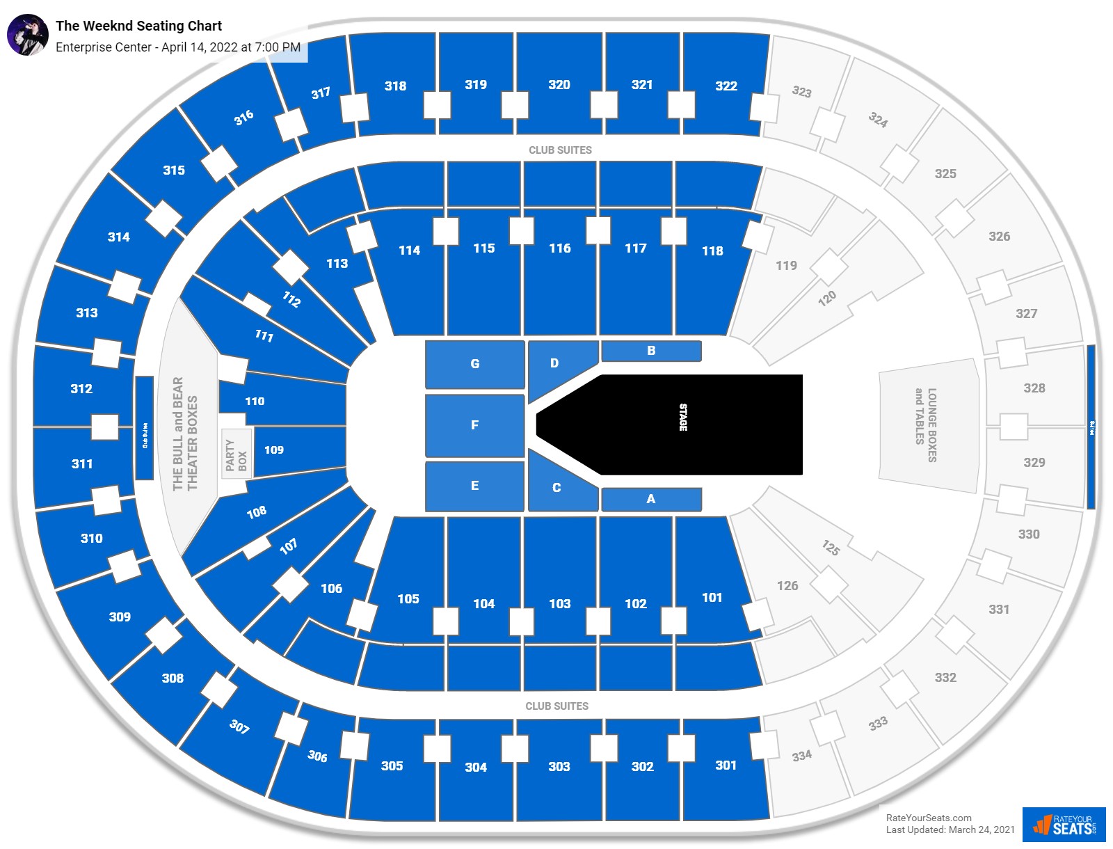 The Weeknd seating chart Enterprise Center