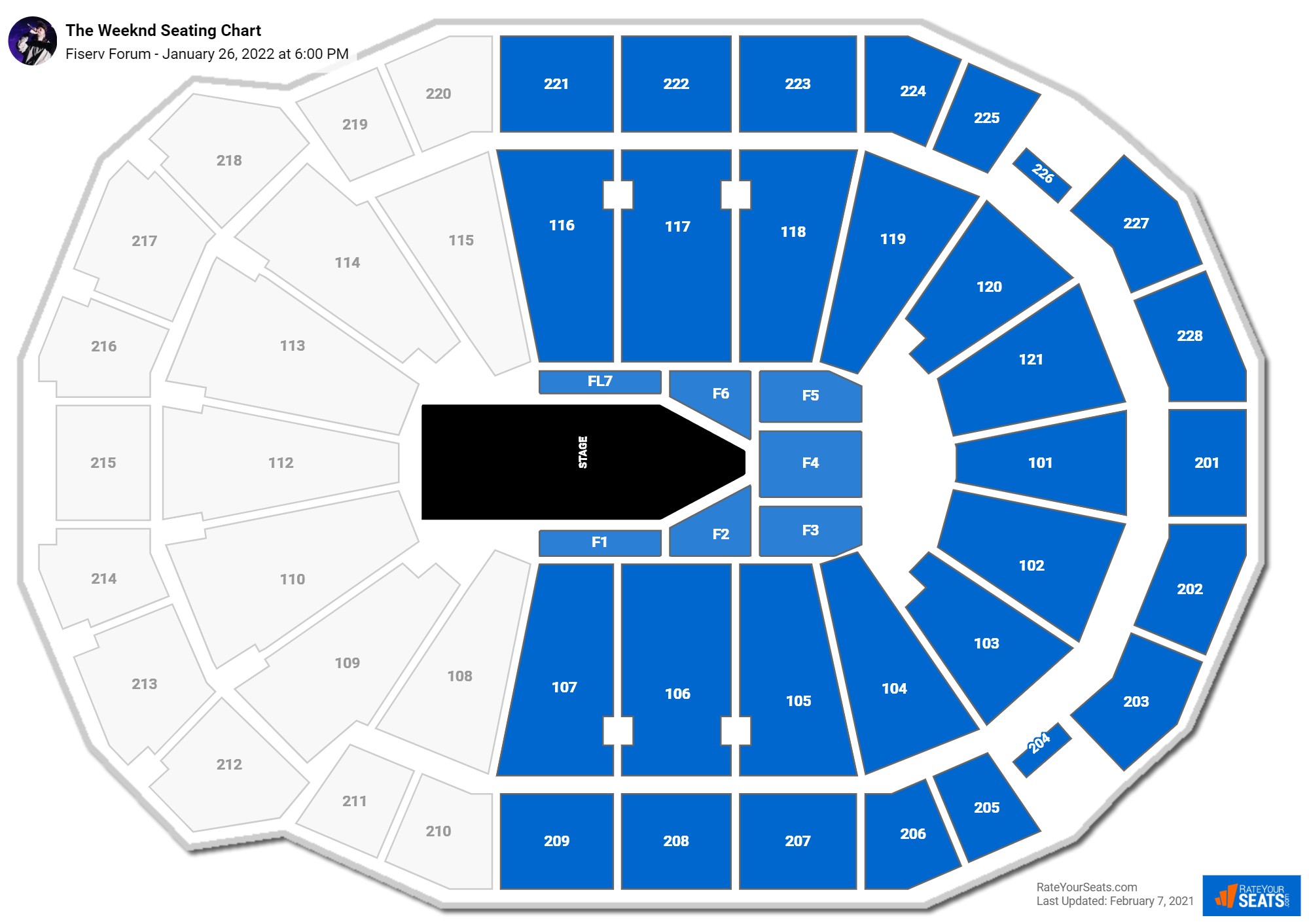 The Weeknd seating chart Fiserv Forum