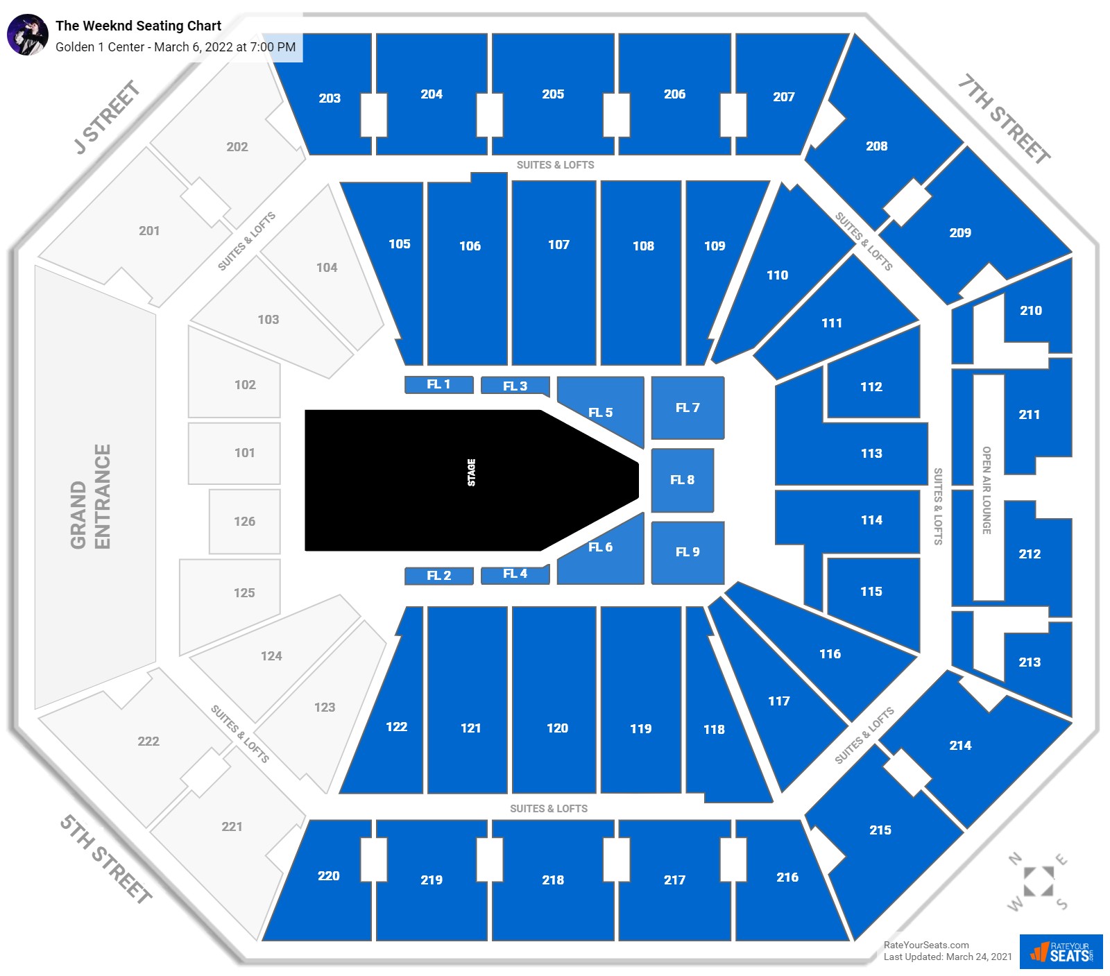 The Weeknd seating chart Golden 1 Center
