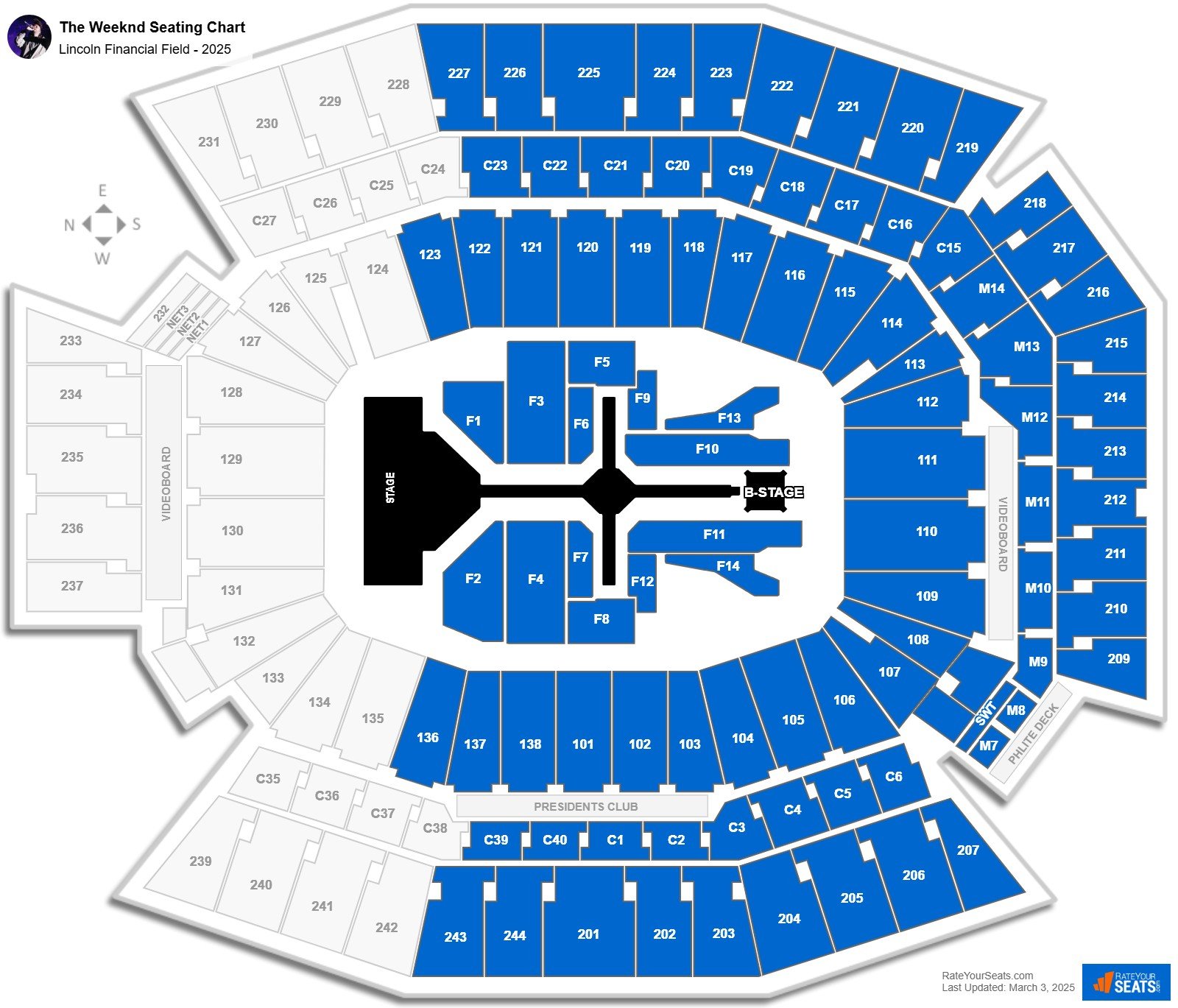 The Weeknd seating chart Lincoln Financial Field