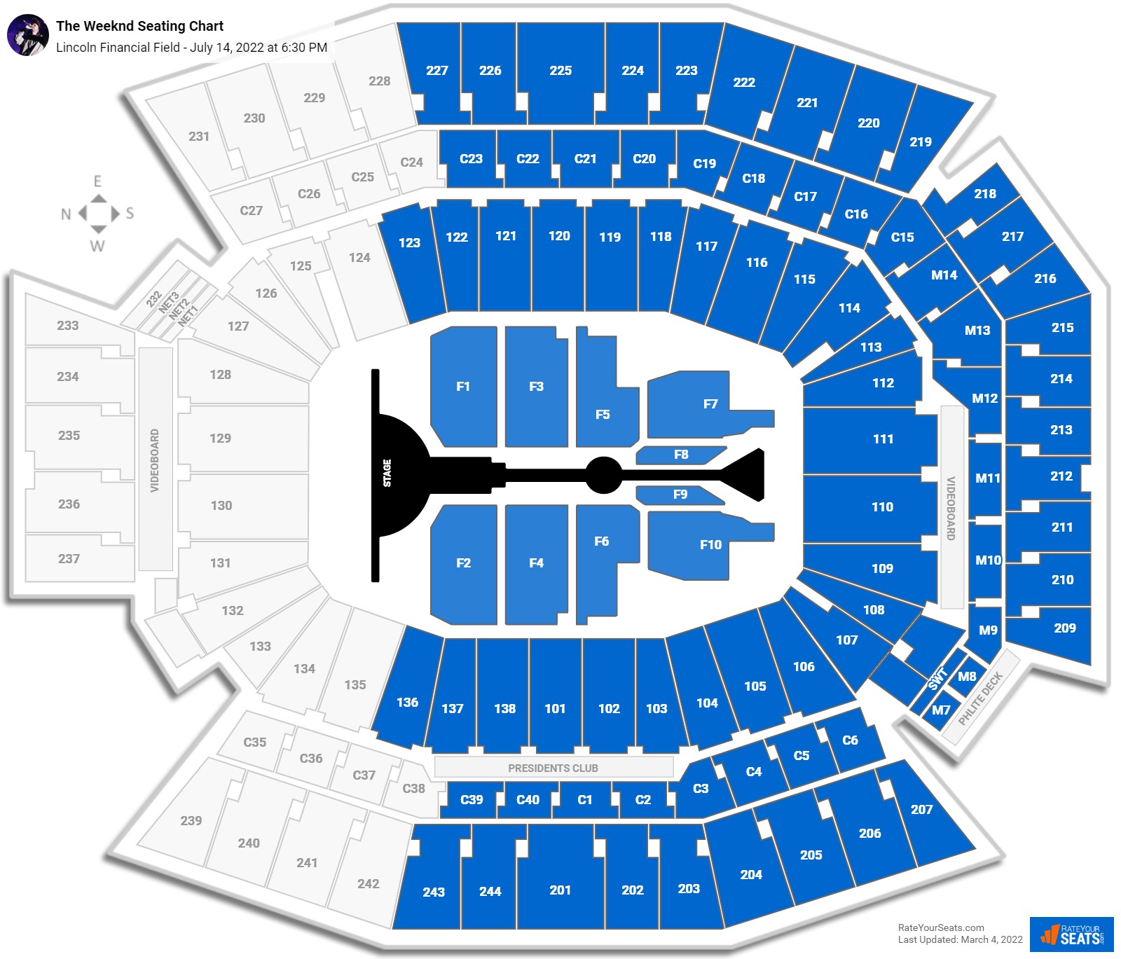 The Weeknd seating chart Lincoln Financial Field