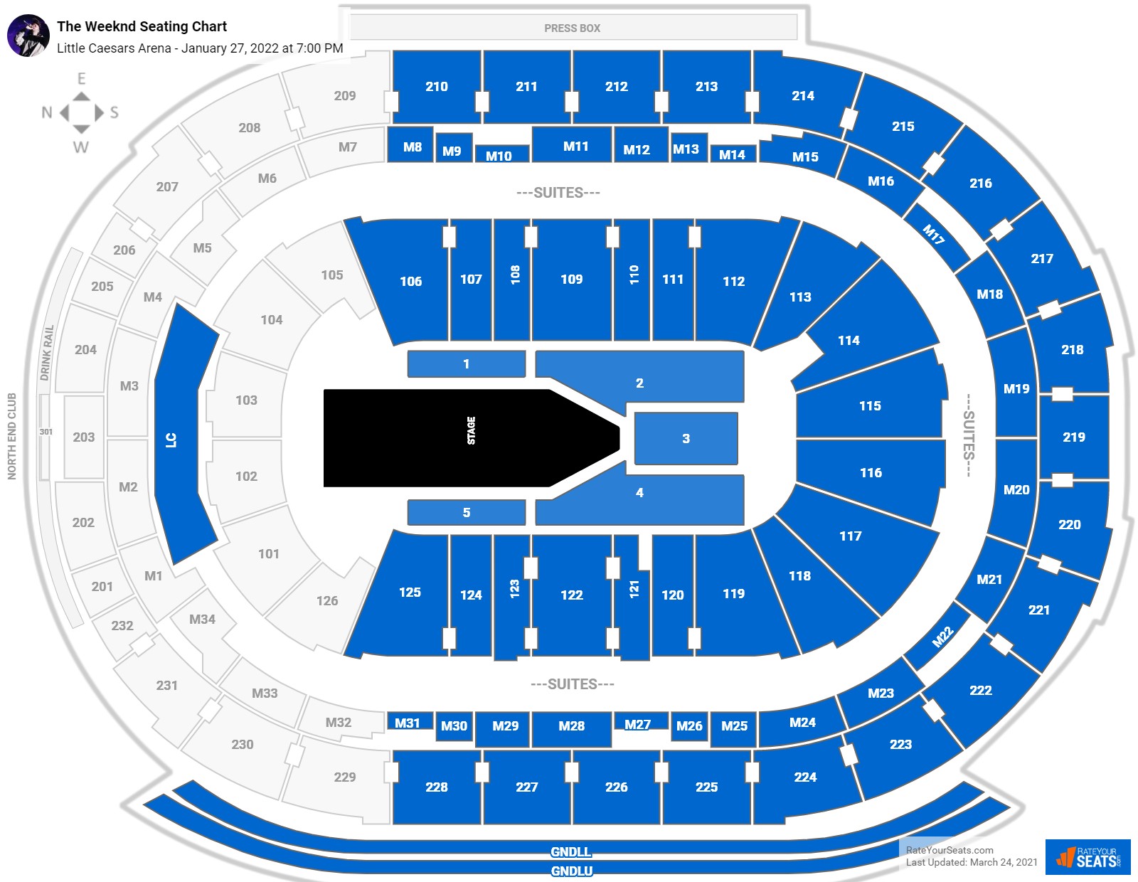 The Weeknd seating chart Little Caesars Arena