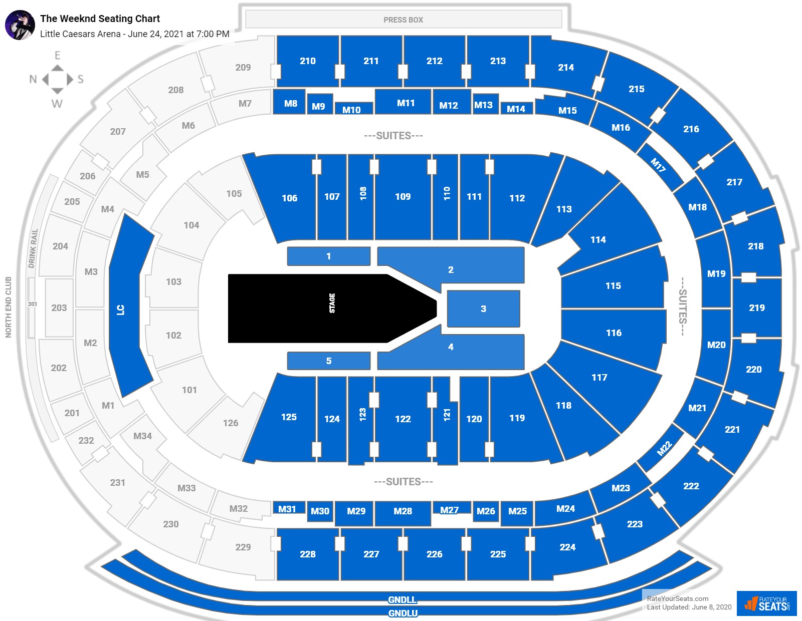 The Weeknd seating chart Little Caesars Arena