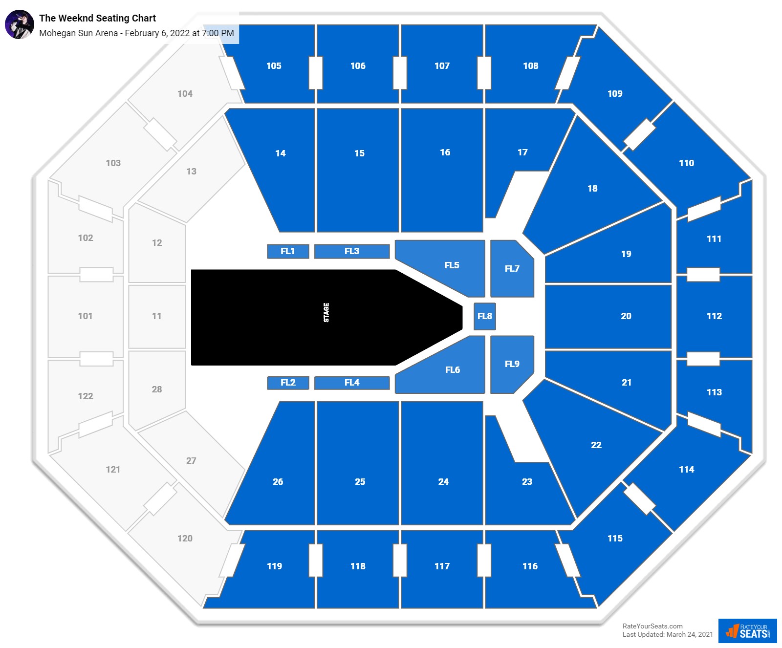 The Weeknd seating chart Mohegan Sun Arena