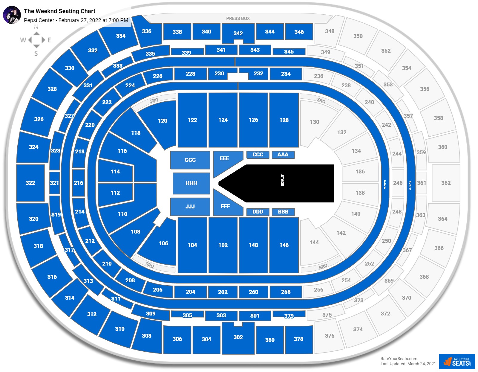 The Weeknd seating chart Ball Arena