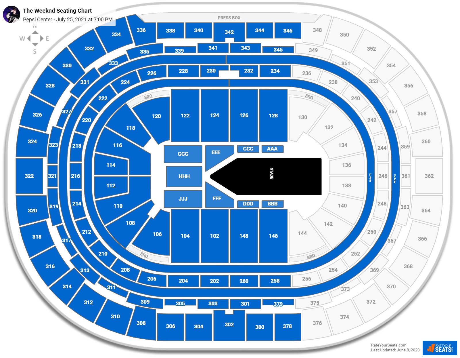 The Weeknd seating chart Pepsi Center