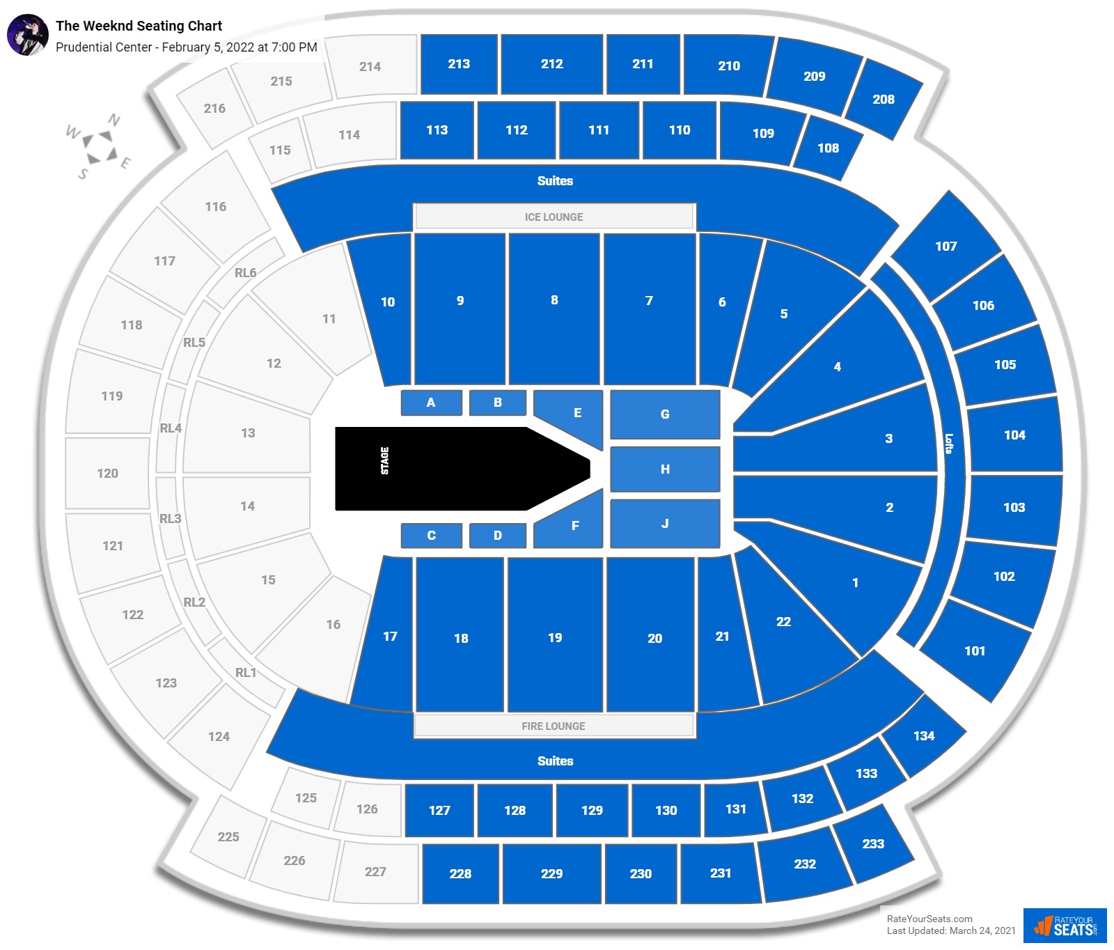 The Weeknd seating chart Prudential Center