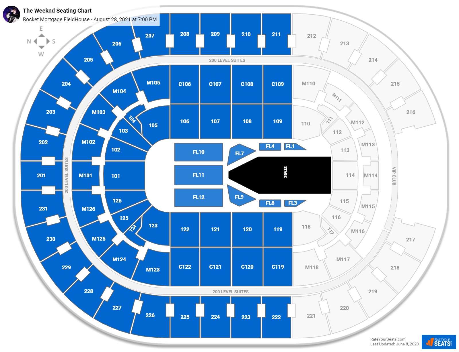 The Weeknd seating chart Rocket Mortgage FieldHouse
