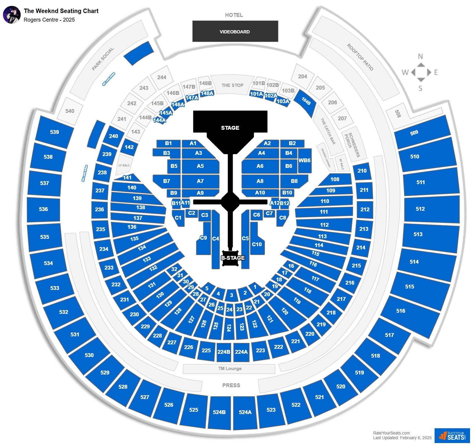 The Weeknd seating chart Rogers Centre