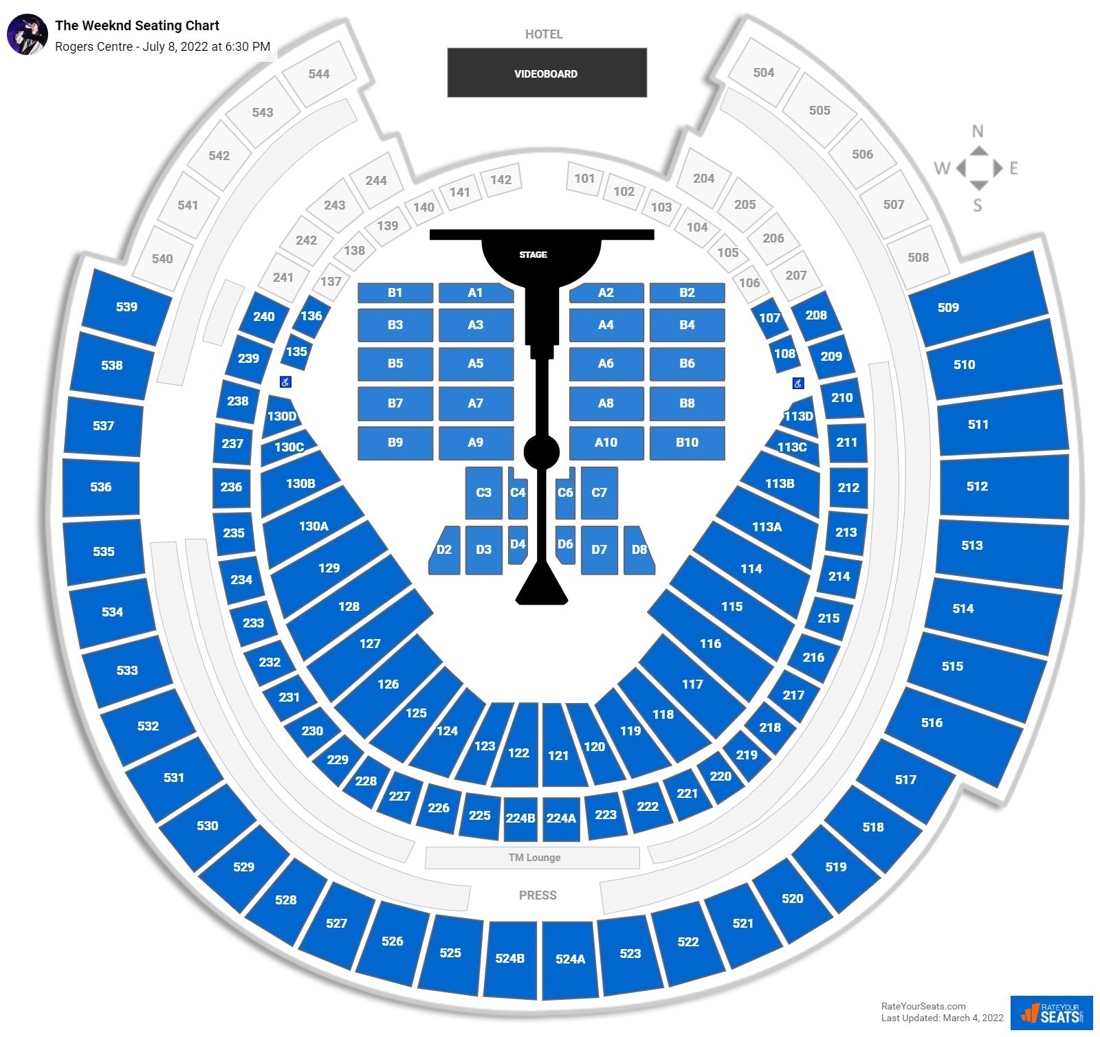 The Weeknd seating chart Rogers Centre
