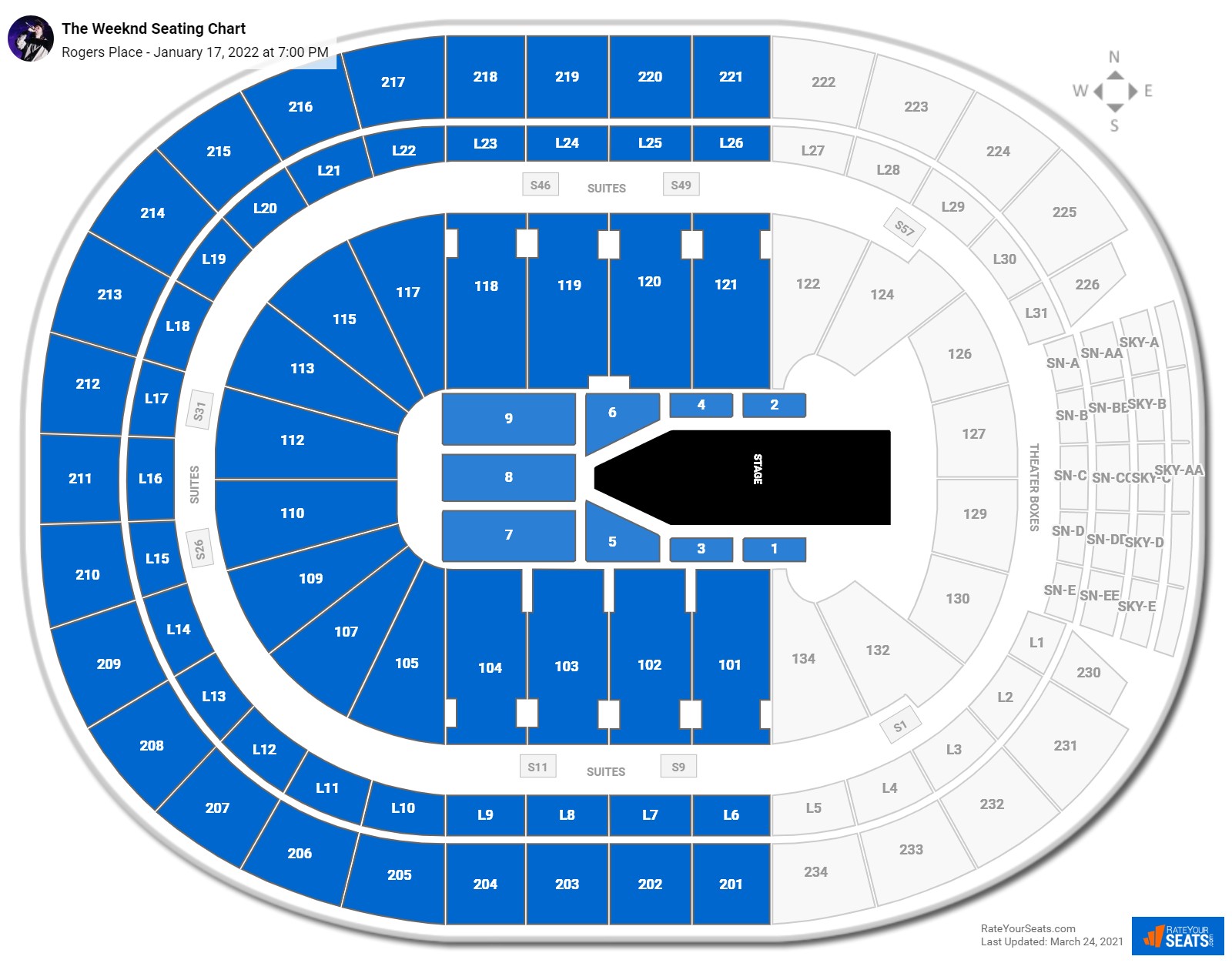 The Weeknd seating chart Rogers Place