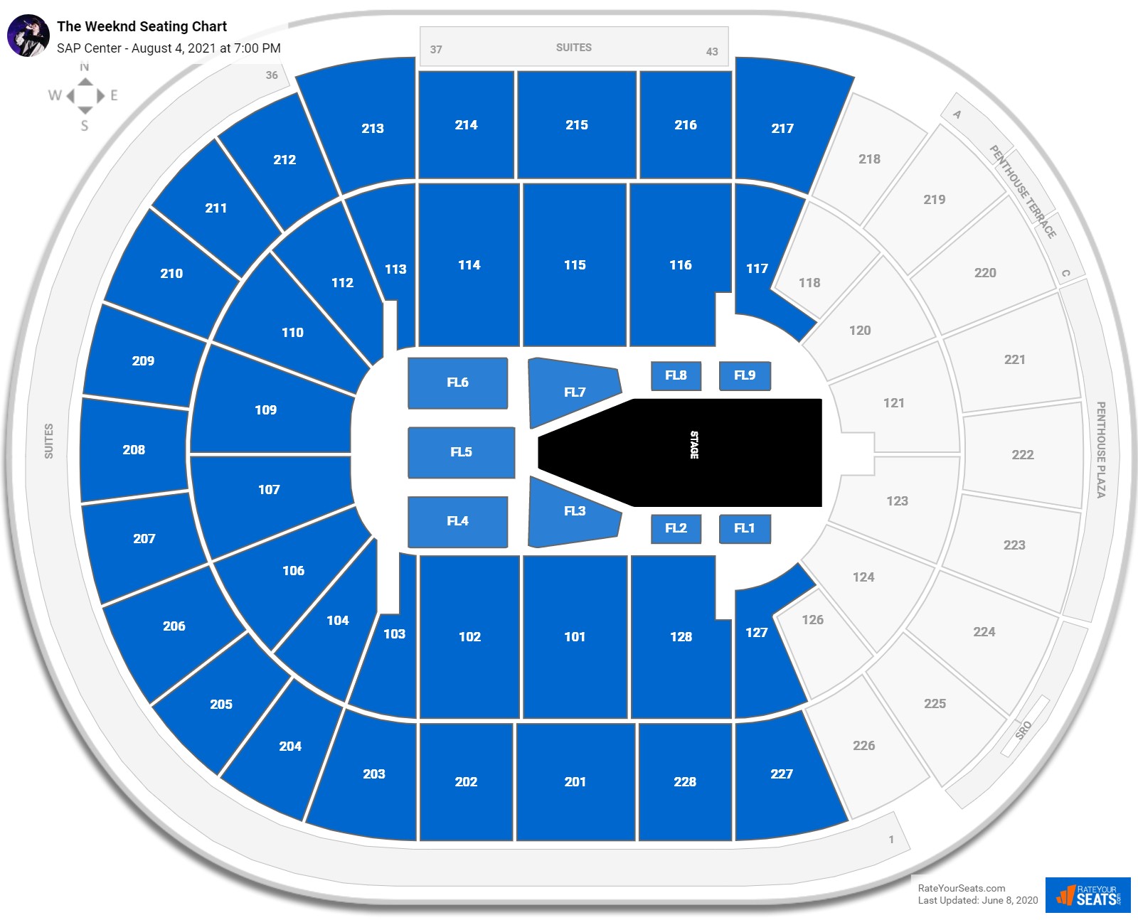 The Weeknd seating chart SAP Center