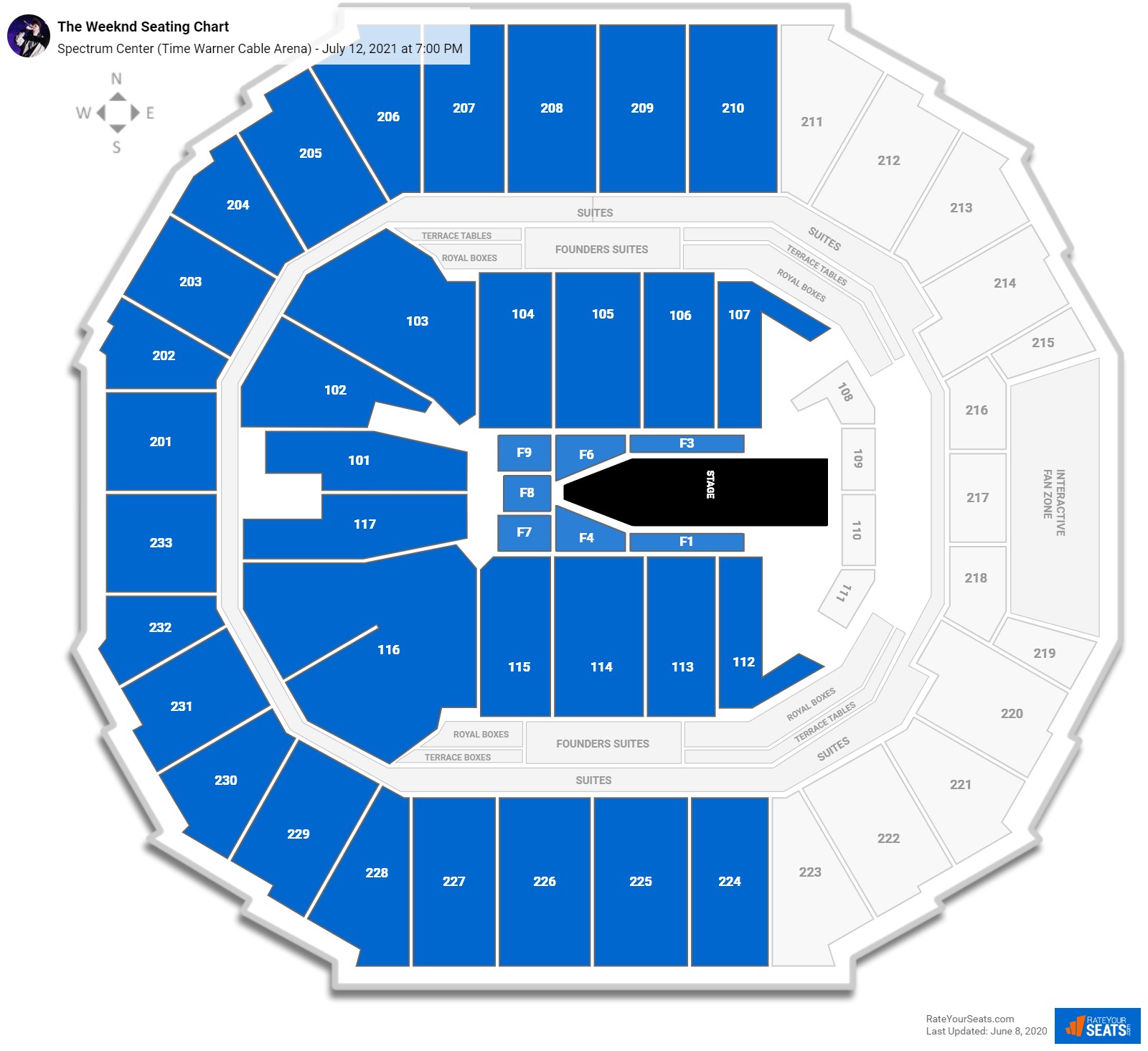 The Weeknd seating chart Spectrum Center (Time Warner Cable Arena)