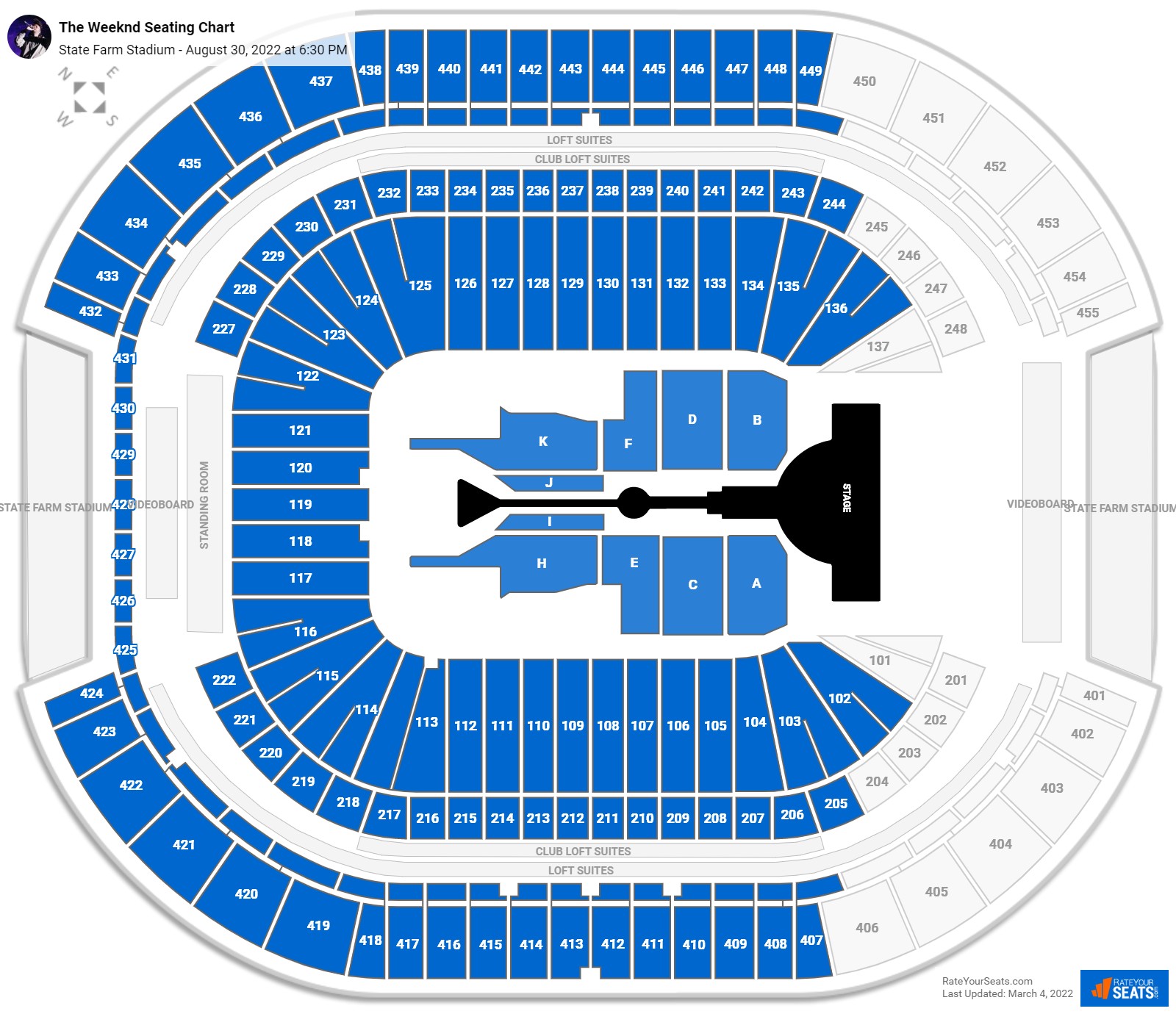 The Weeknd seating chart State Farm Stadium