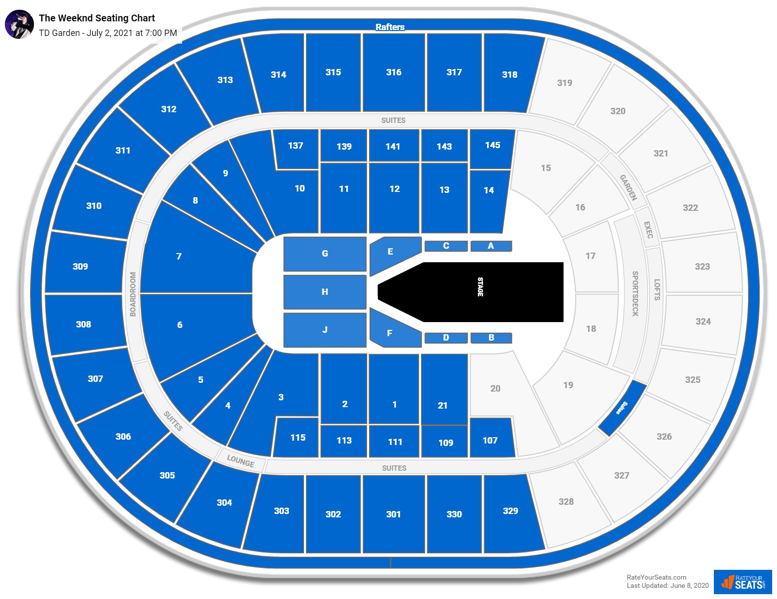 The Weeknd seating chart TD Garden