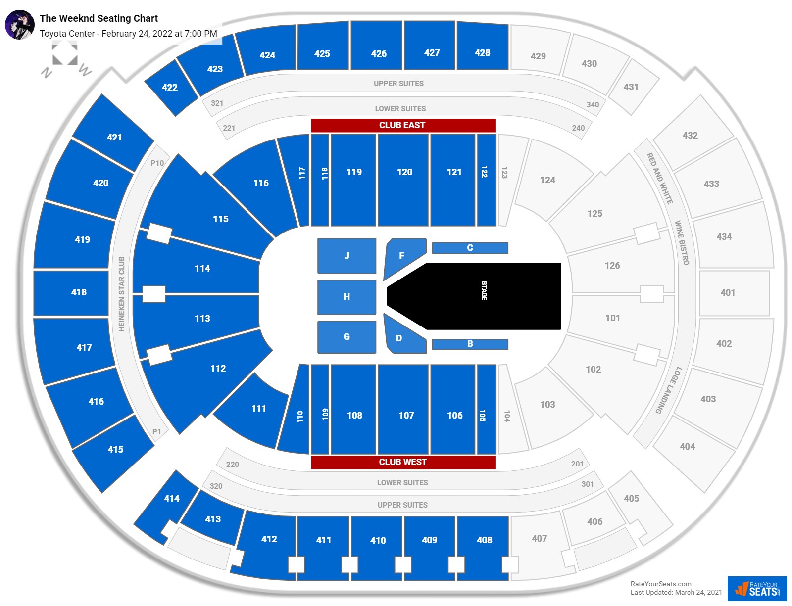 The Weeknd seating chart Toyota Center