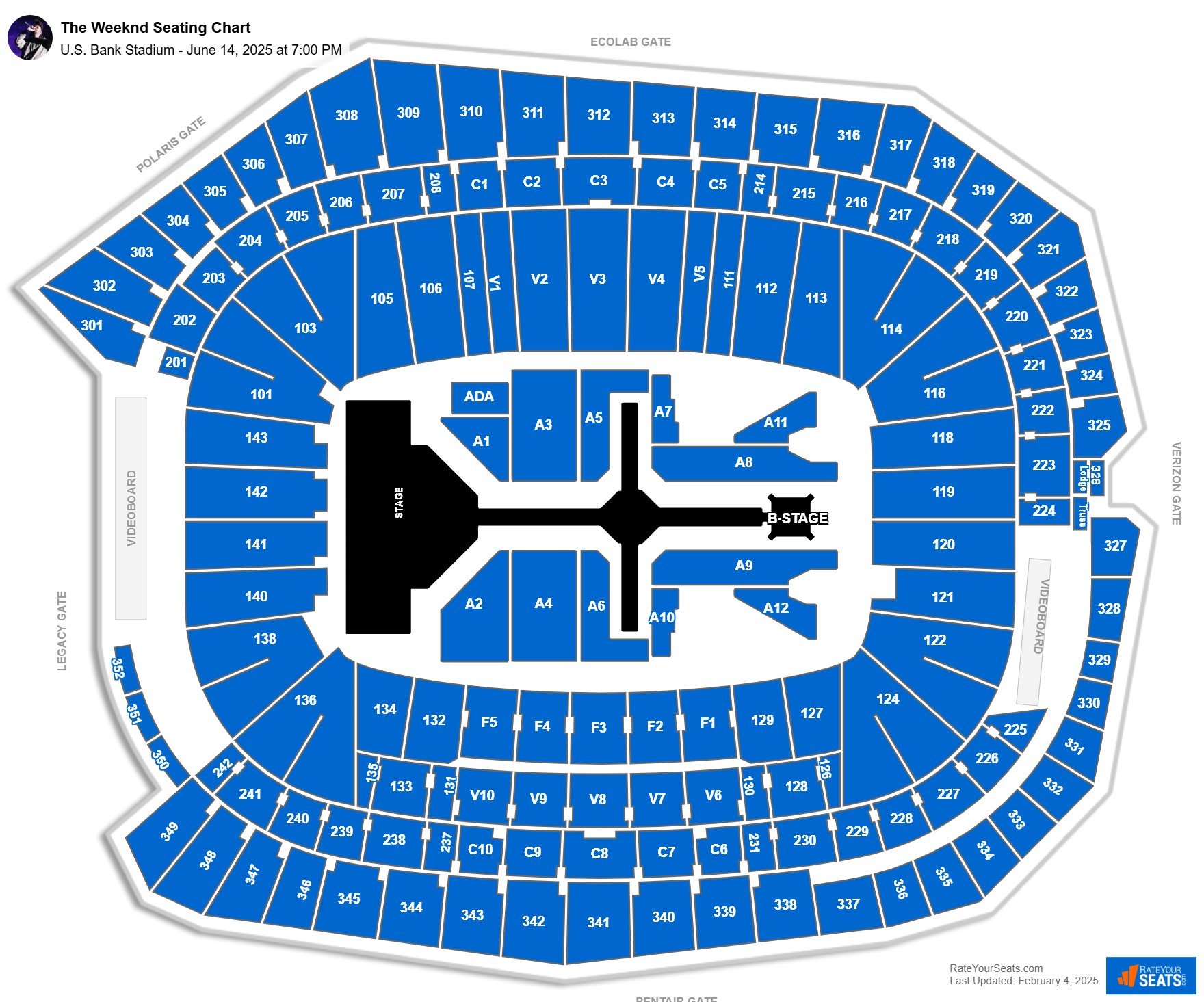 The Weeknd seating chart U.S. Bank Stadium