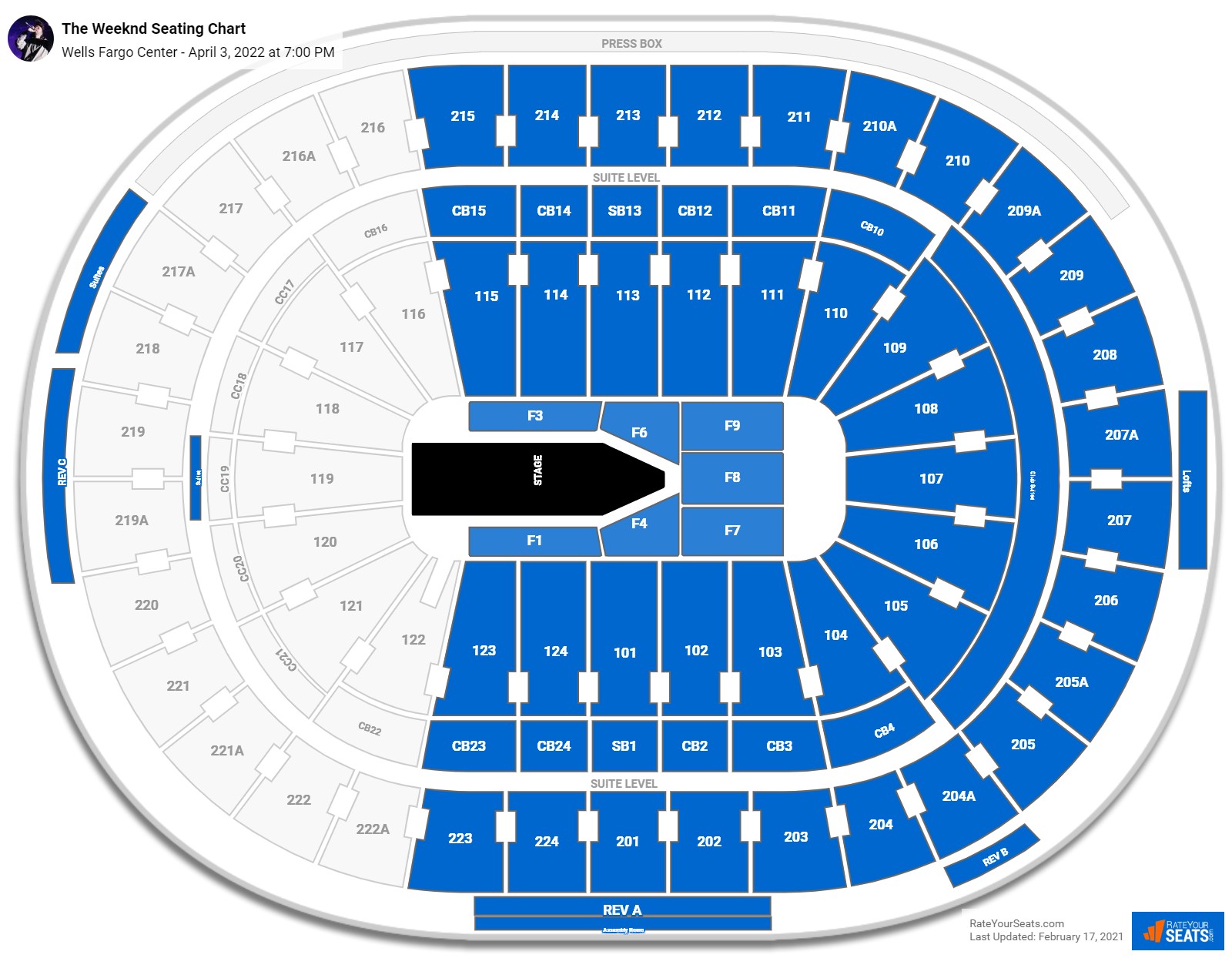 Wells Fargo Center Seating Charts for Concerts - RateYourSeats.com