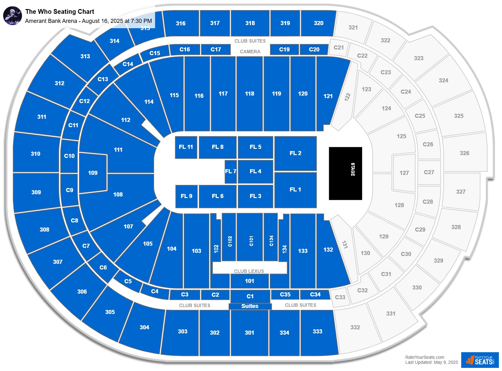 The Who seating chart Amerant Bank Arena