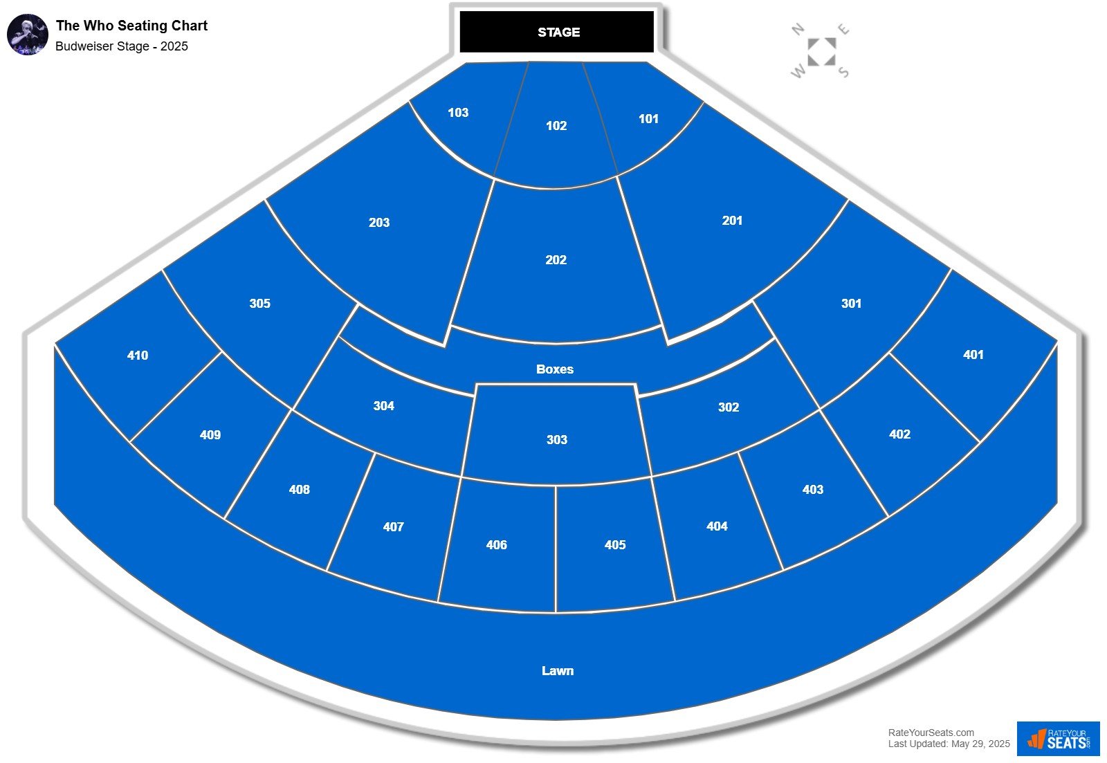 The Who seating chart Budweiser Stage