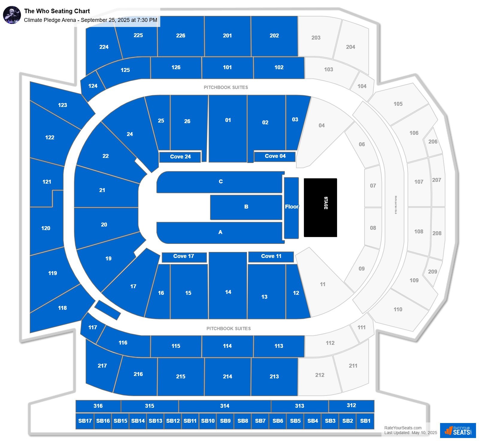 The Who seating chart Climate Pledge Arena