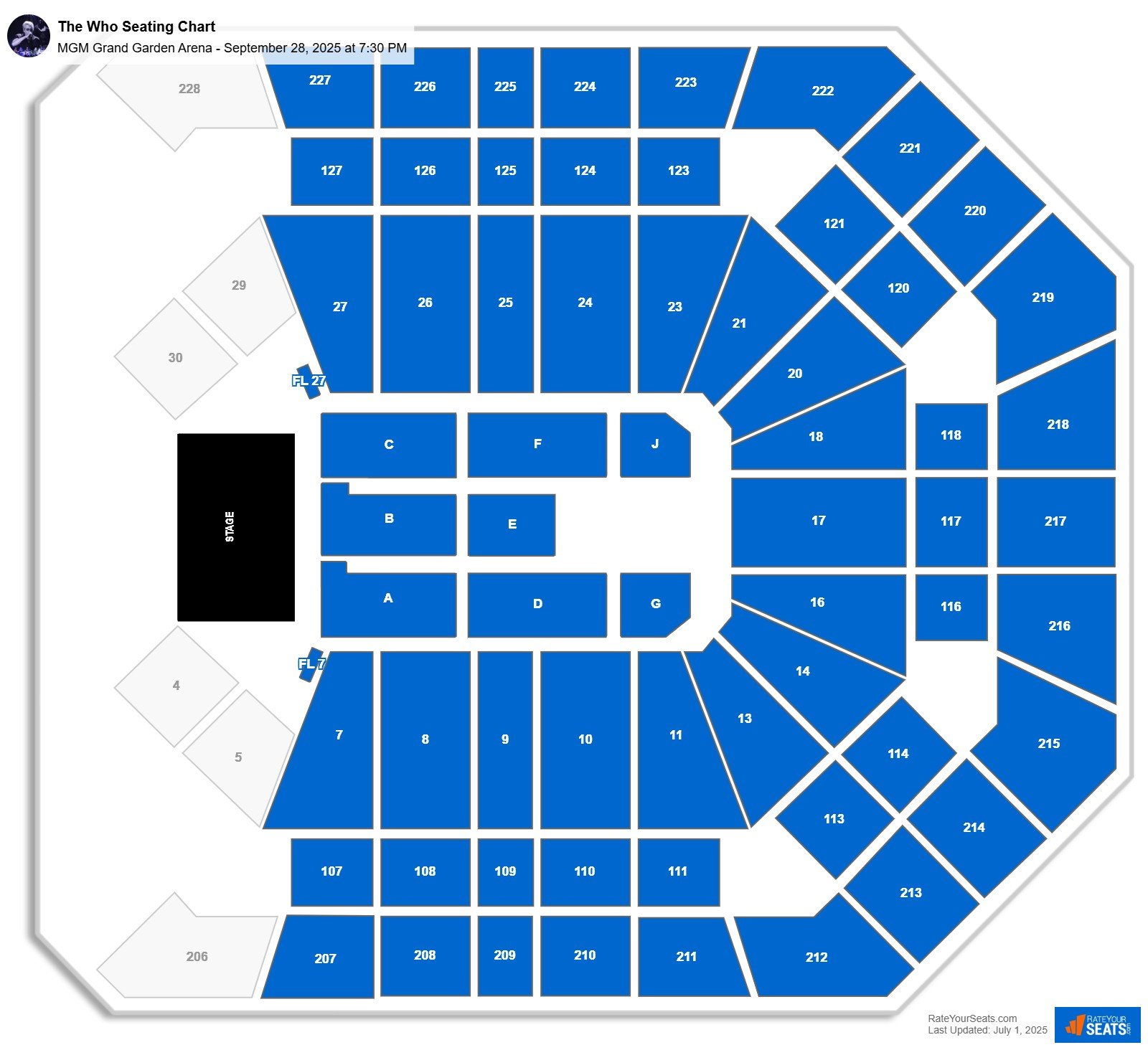 The Who seating chart MGM Grand Garden Arena