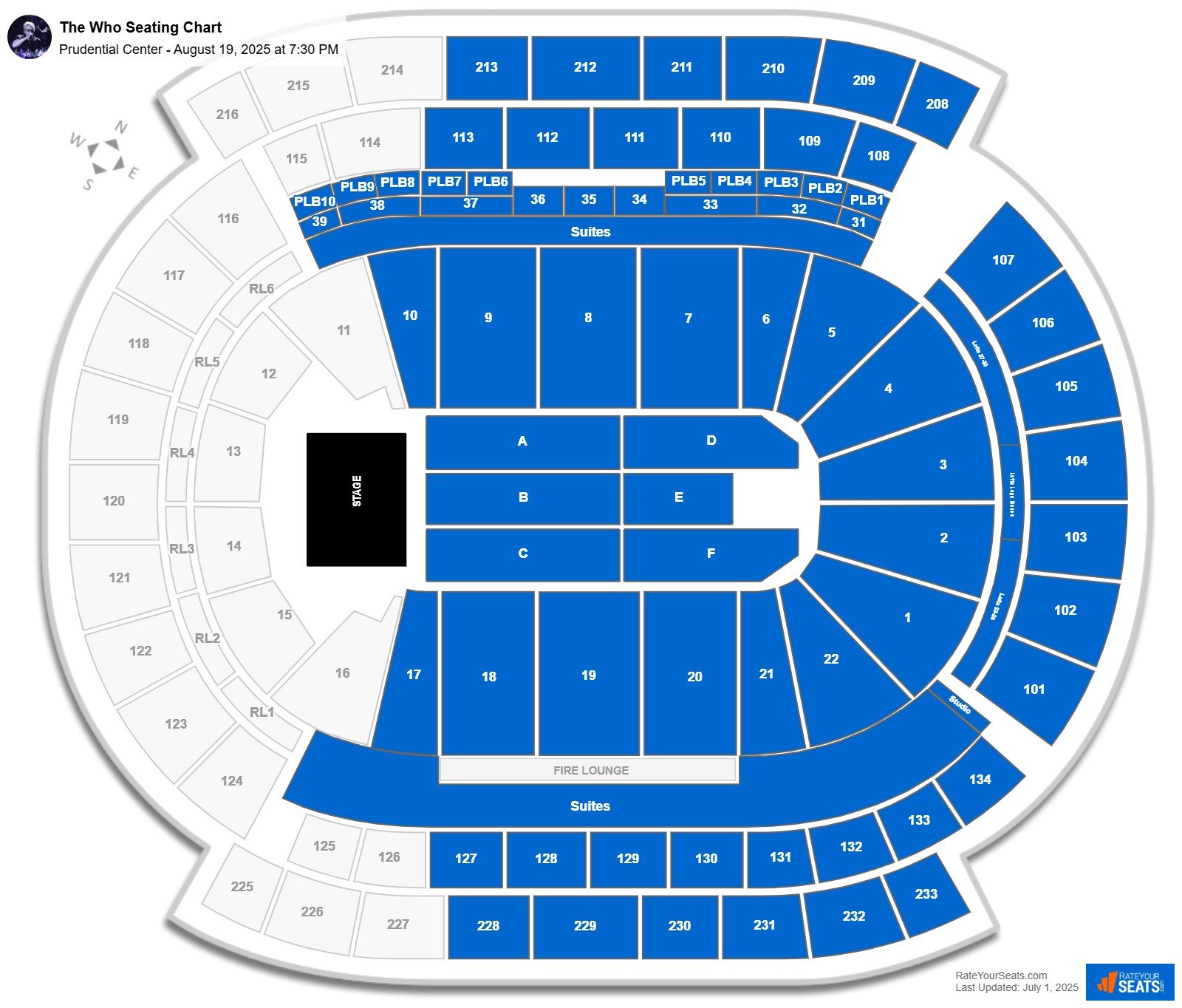 The Who seating chart Prudential Center