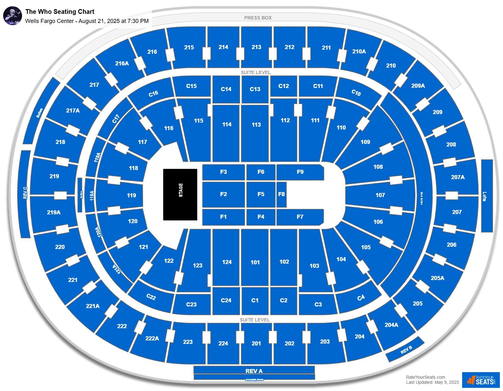 The Who seating chart Wells Fargo Center