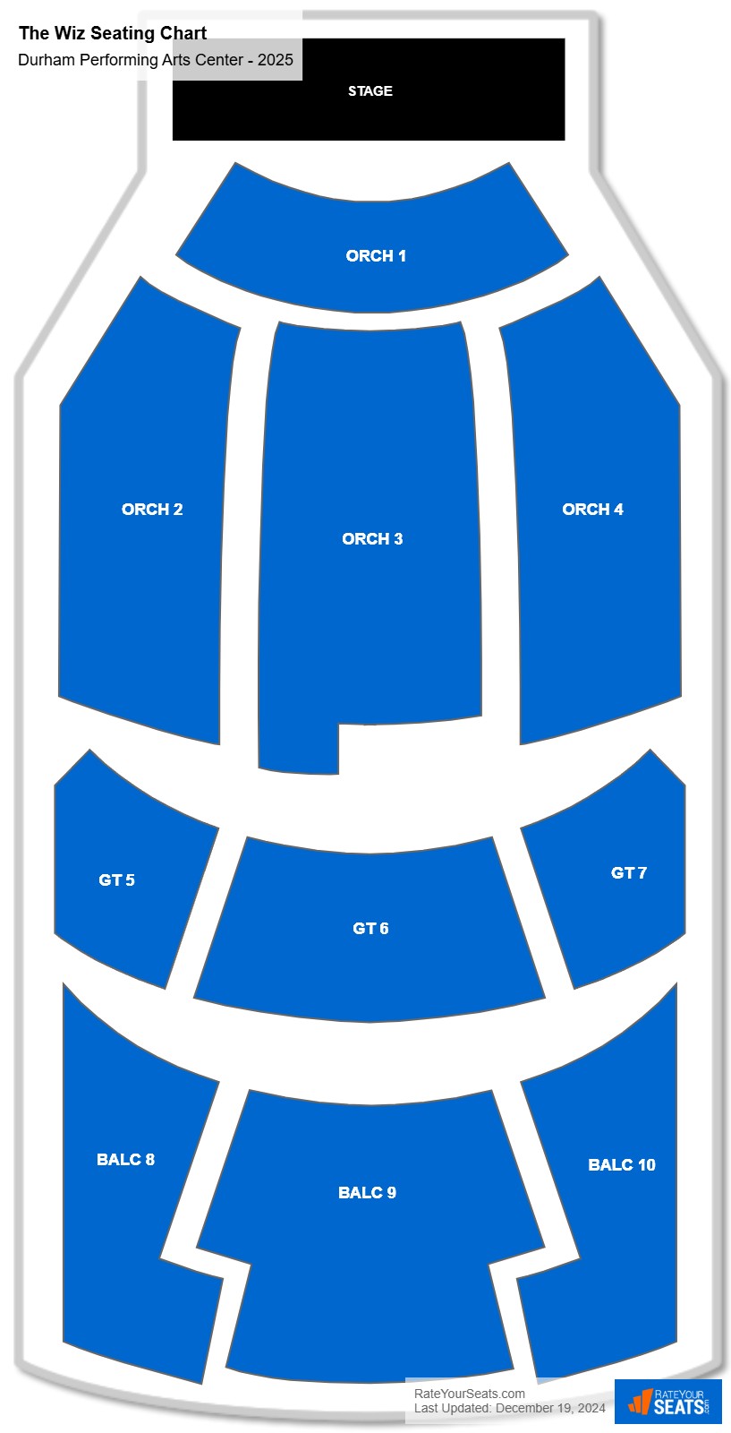 The Wiz seating chart Durham Performing Arts Center