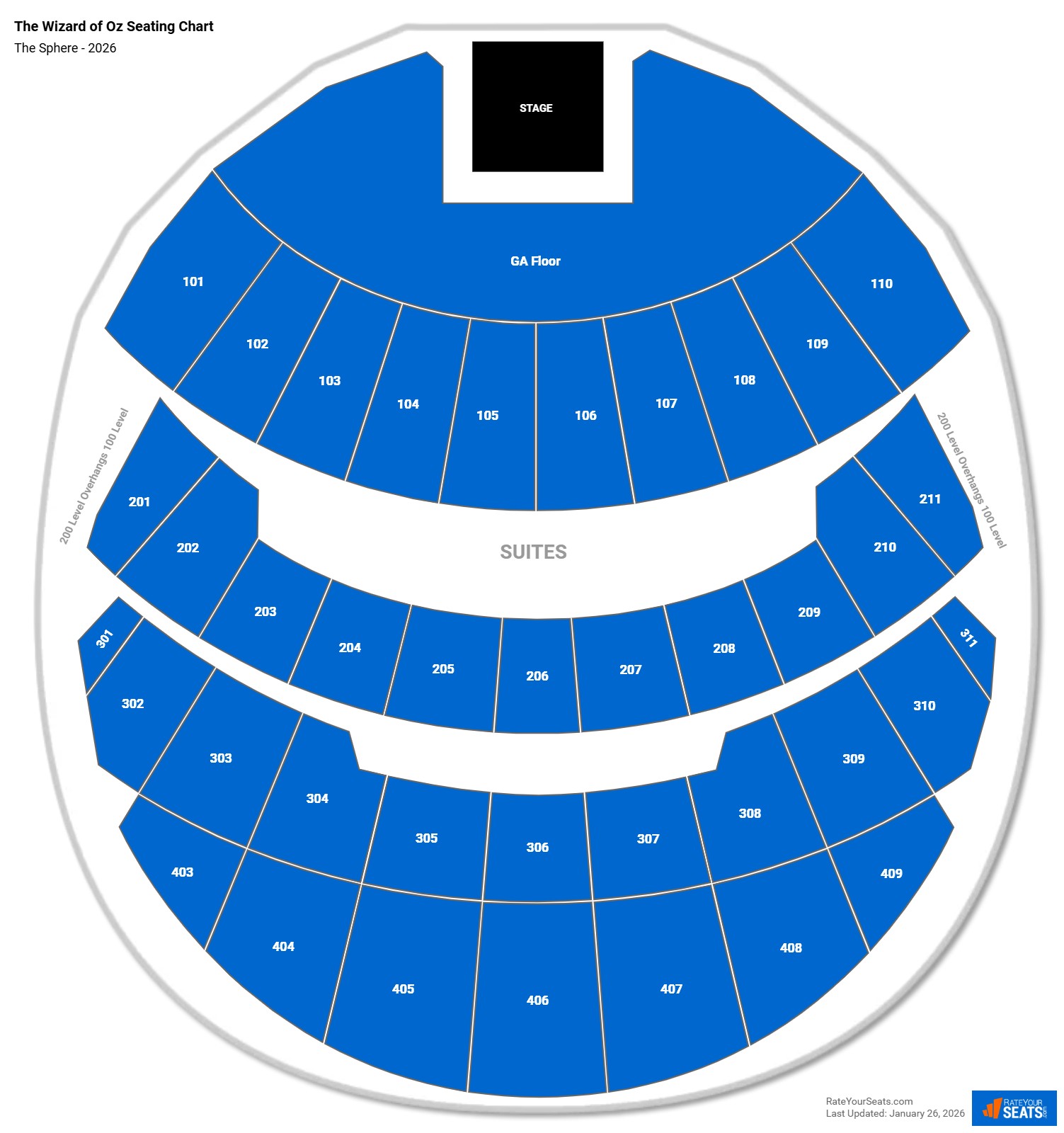 The Wizard of Oz seating chart The Sphere