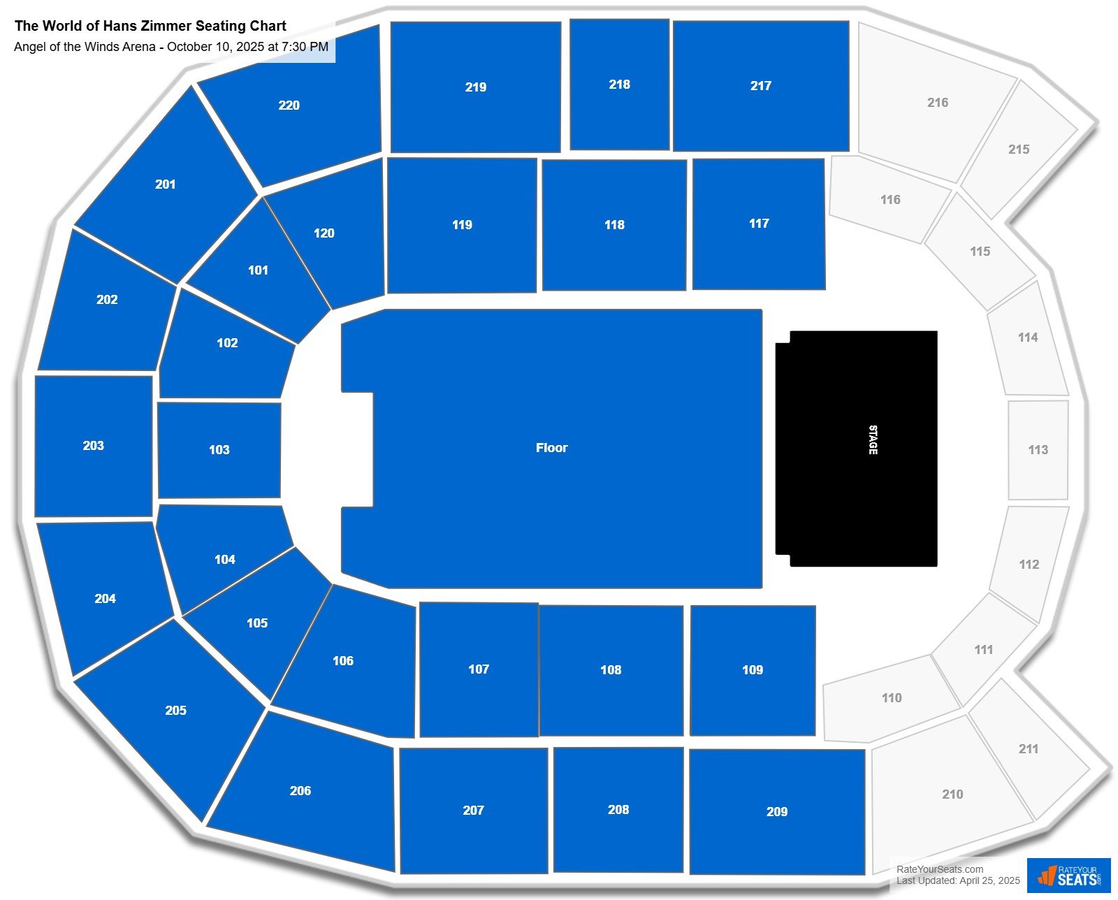 The World of Hans Zimmer seating chart Angel of the Winds Arena