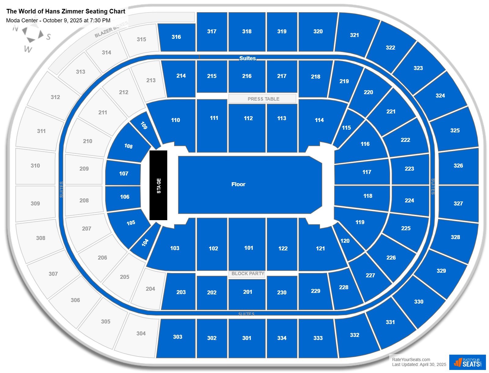 The World of Hans Zimmer seating chart Moda Center