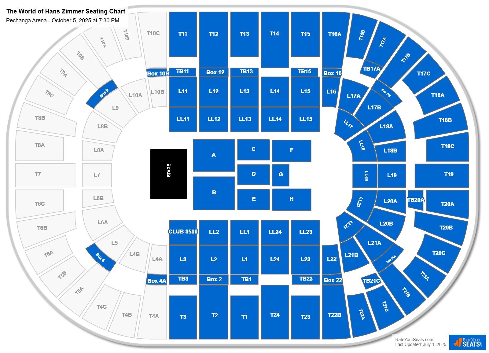 The World of Hans Zimmer seating chart Pechanga Arena