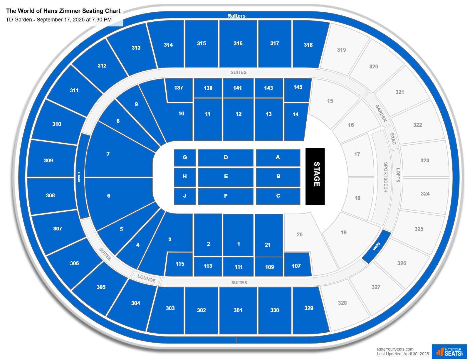 The World of Hans Zimmer seating chart TD Garden