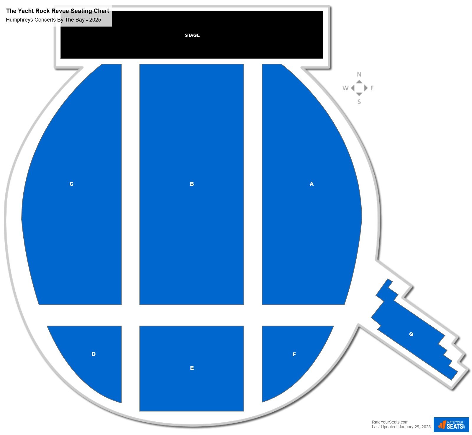 The Yacht Rock Revue seating chart Humphreys Concerts By The Bay