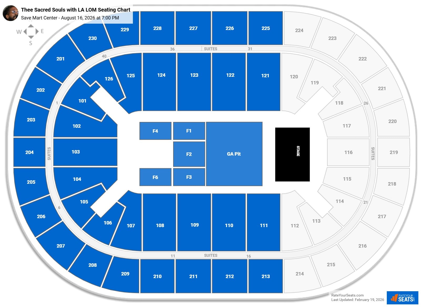 Thee Sacred Souls with LA LOM seating chart Save Mart Center