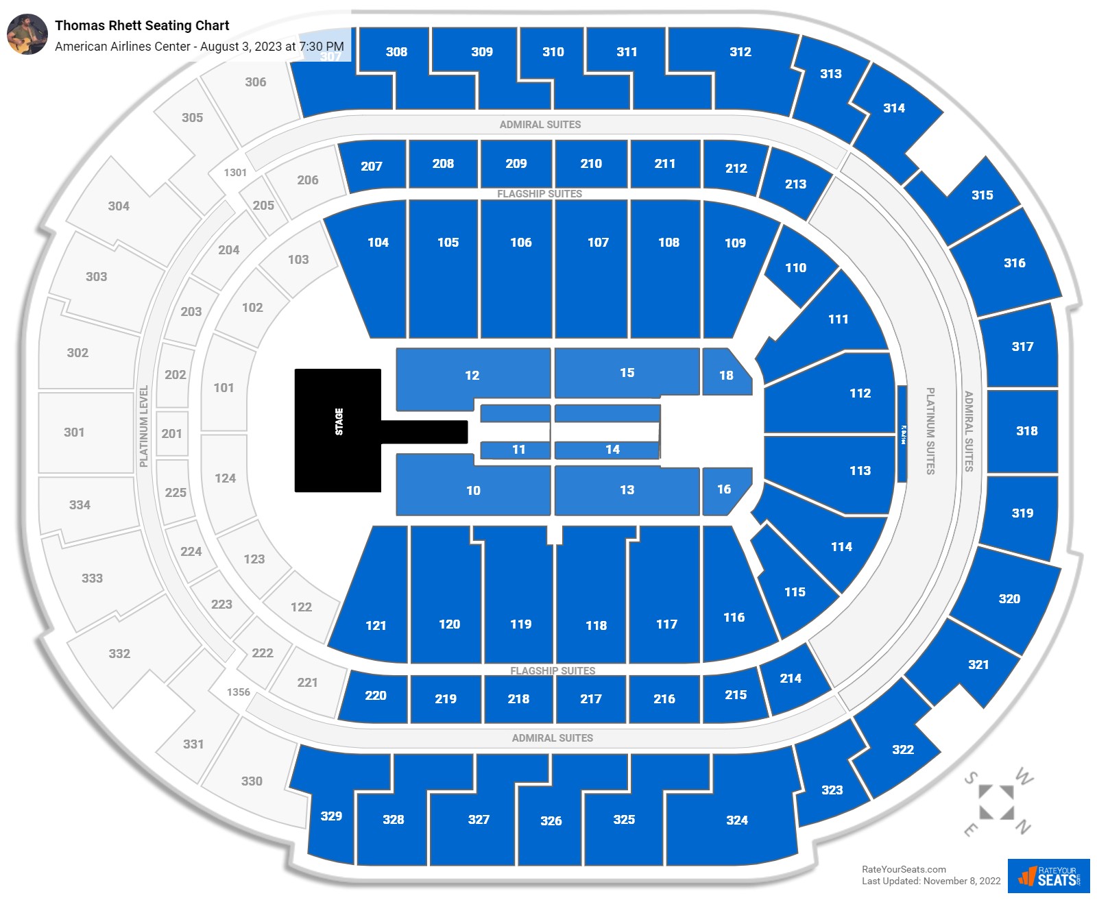 Thomas Rhett seating chart American Airlines Center