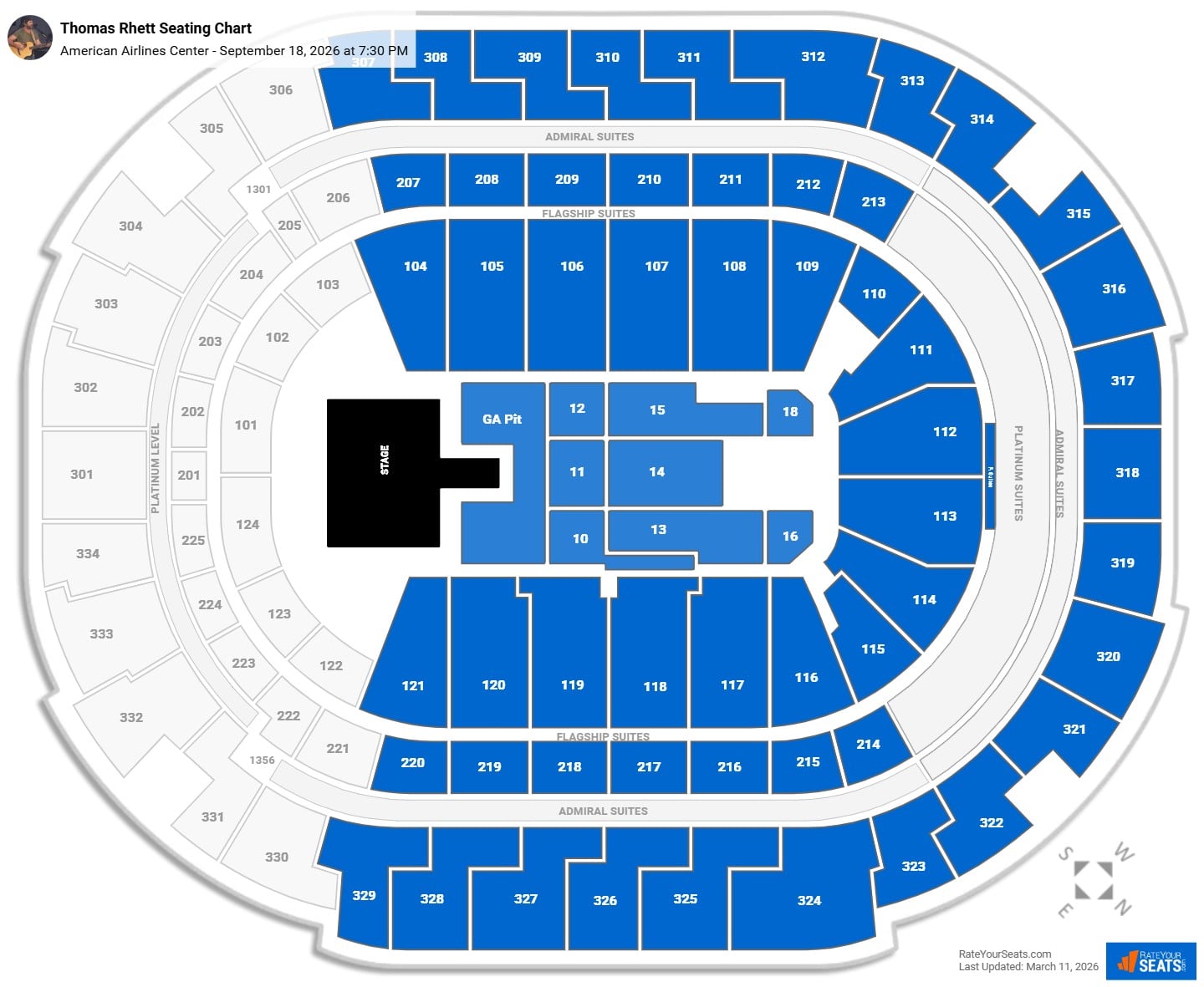 Thomas Rhett seating chart American Airlines Center