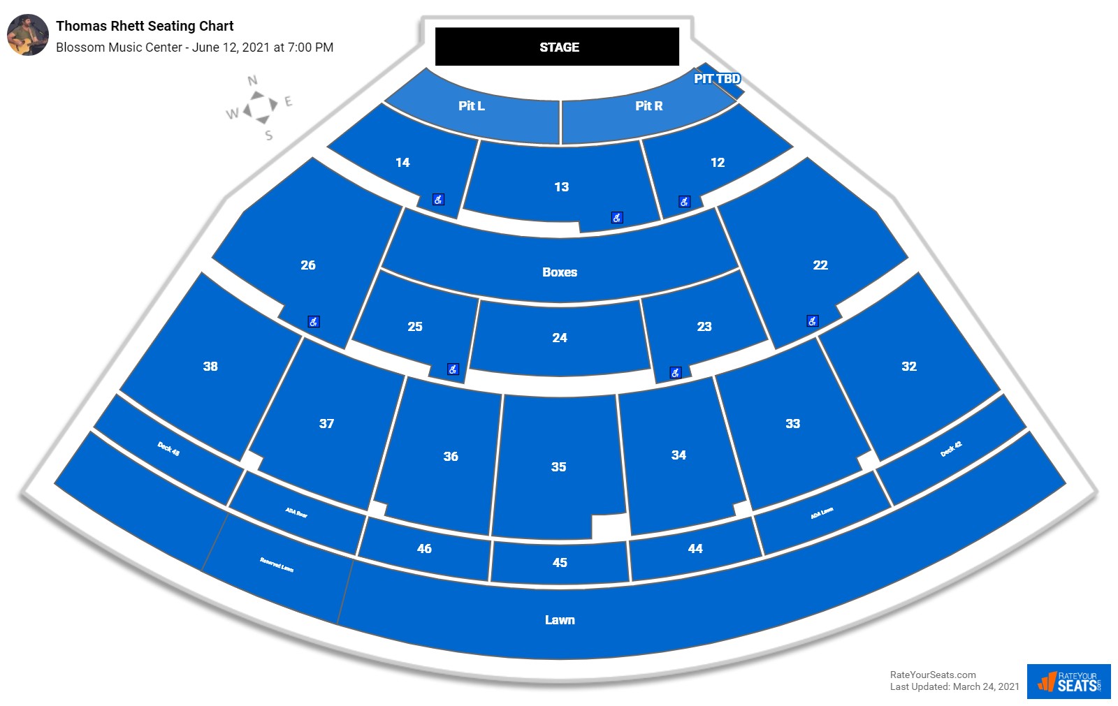 Thomas Rhett seating chart Blossom Music Center