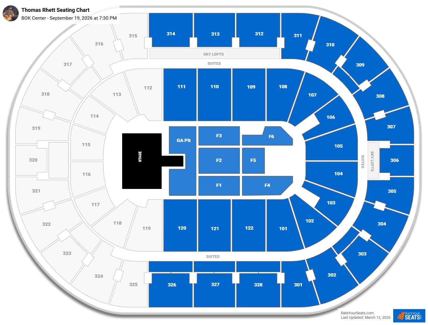 Thomas Rhett seating chart BOK Center
