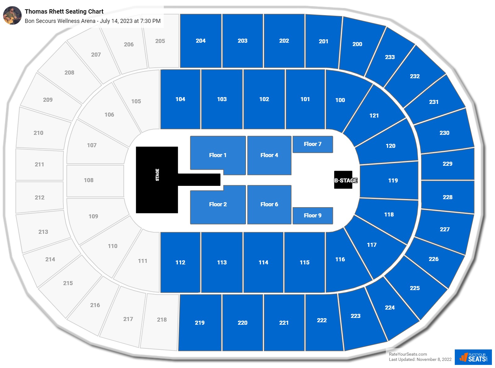 Thomas Rhett seating chart Bon Secours Wellness Arena