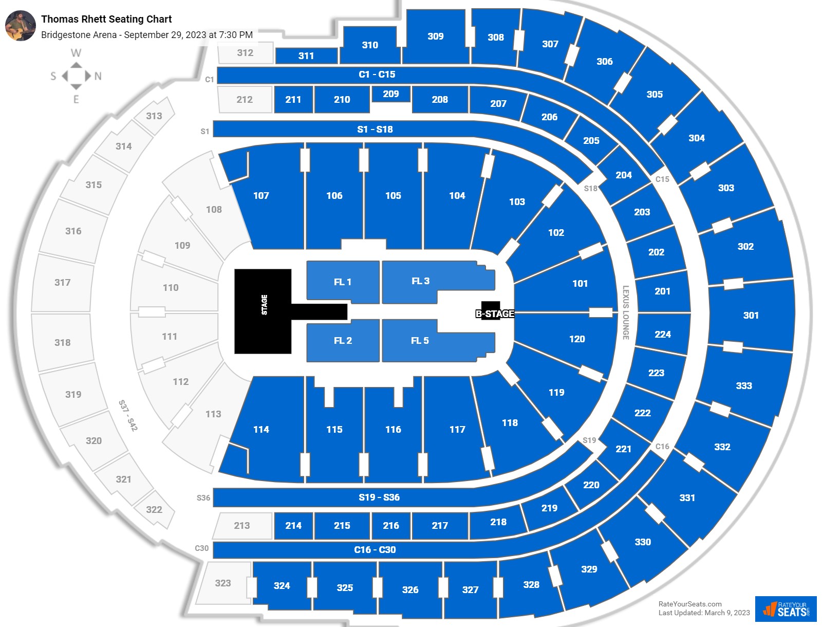 Thomas Rhett seating chart Bridgestone Arena