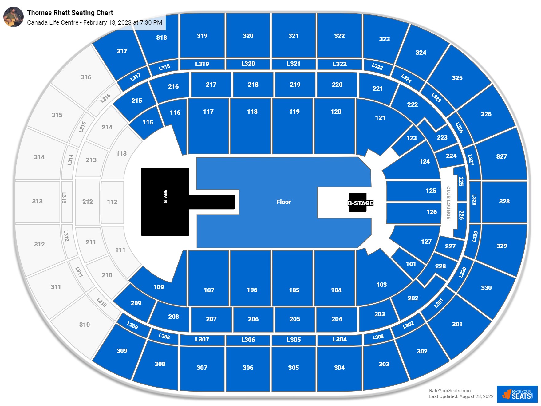 Thomas Rhett seating chart Canada Life Centre