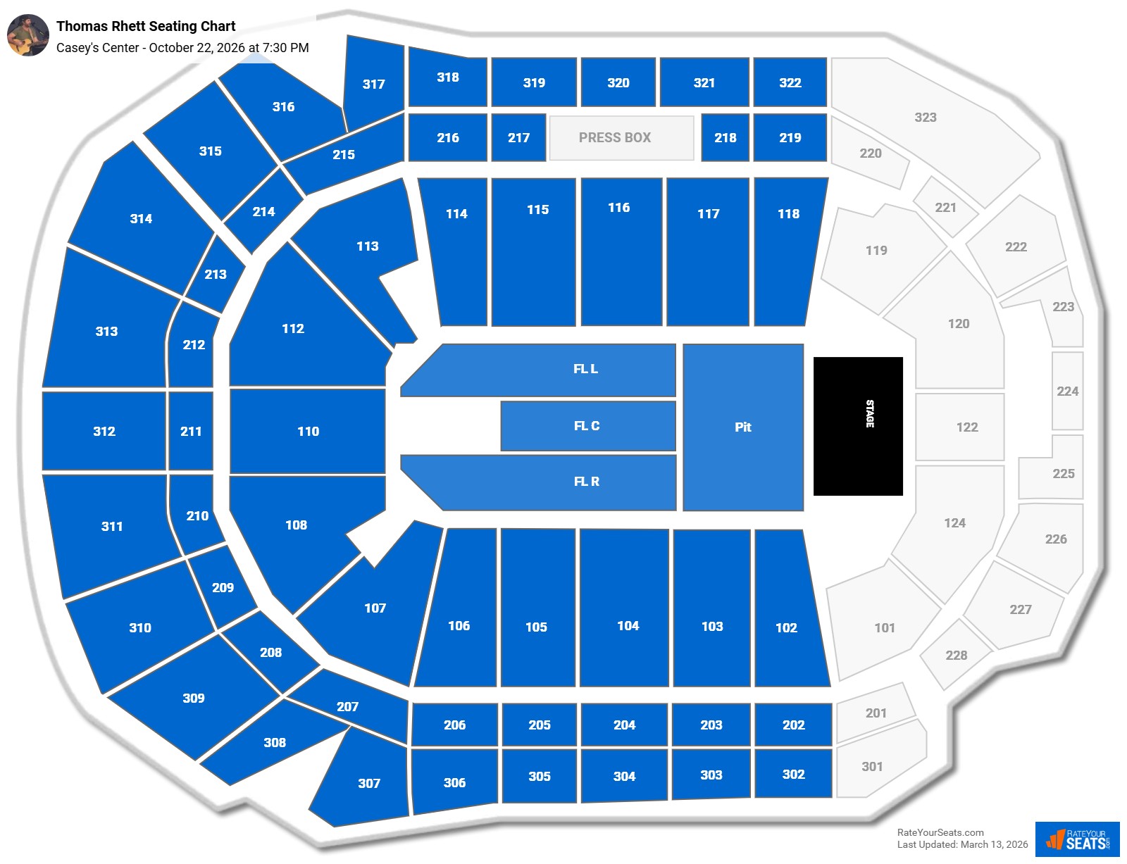 Thomas Rhett seating chart Casey