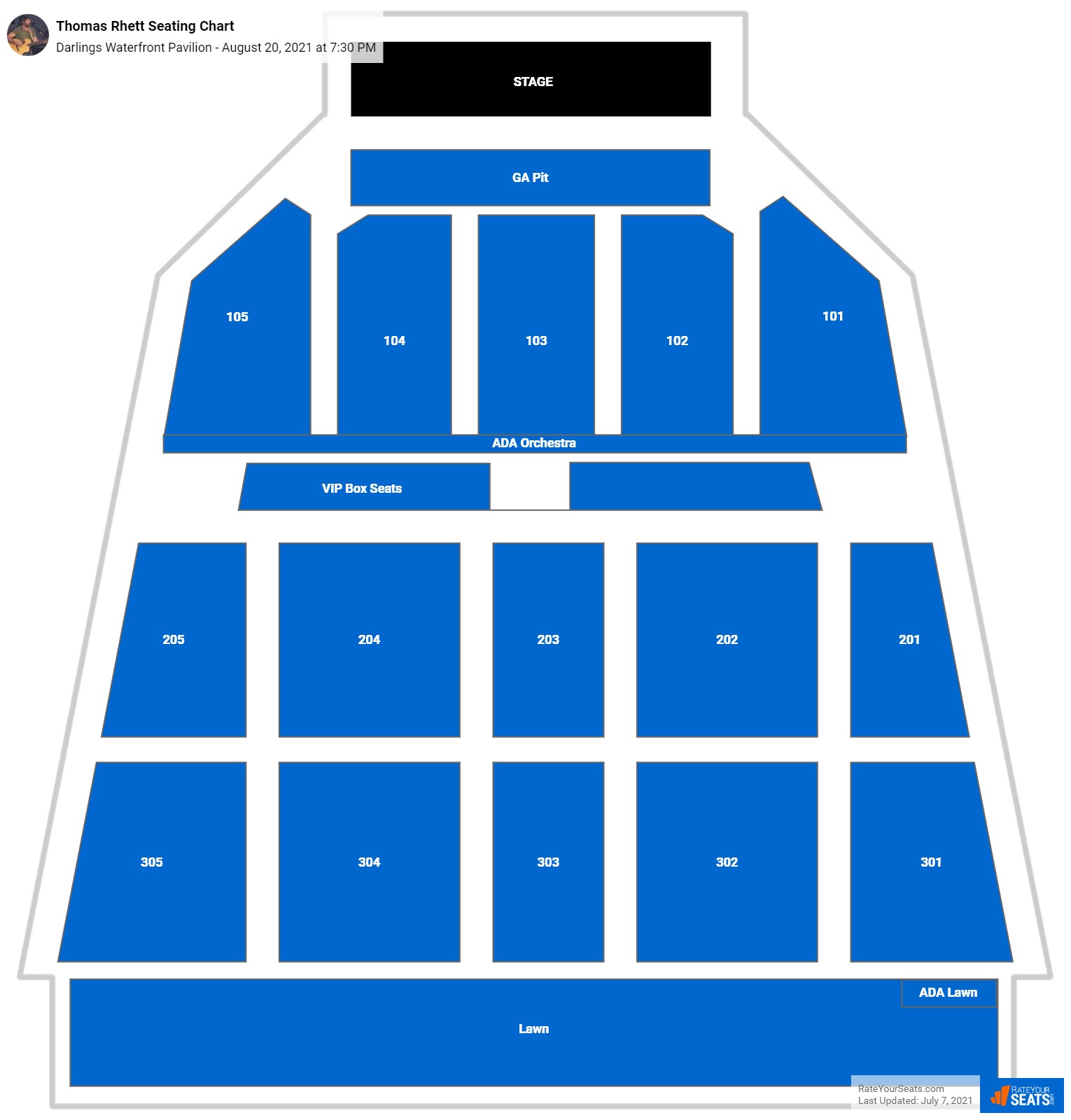 Thomas Rhett seating chart Darlings Waterfront Pavilion