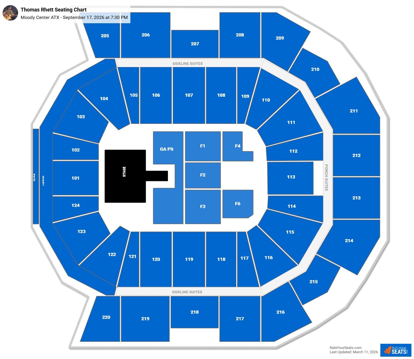 Thomas Rhett seating chart Moody Center ATX