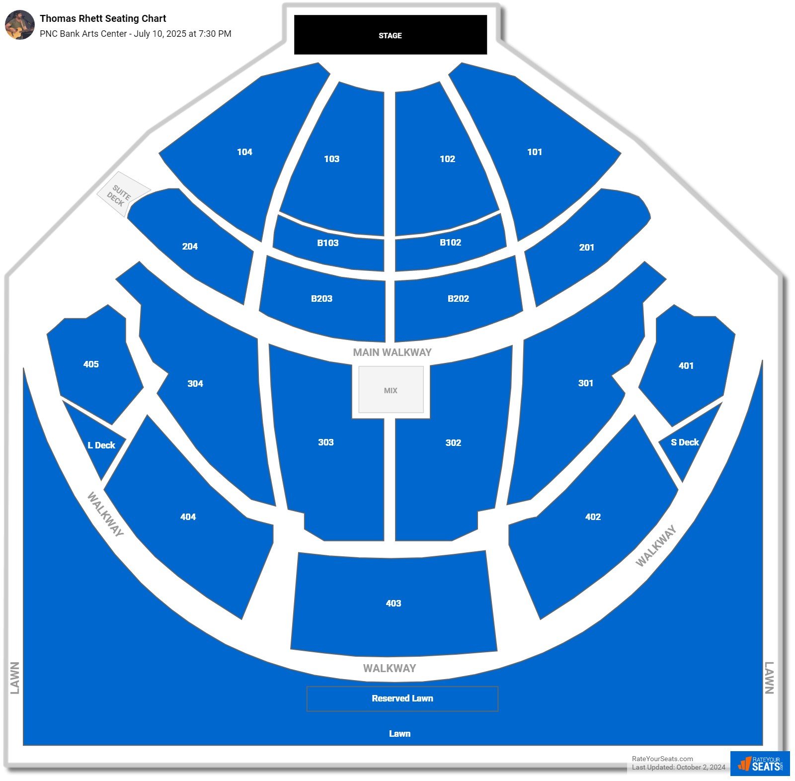 Thomas Rhett seating chart PNC Bank Arts Center