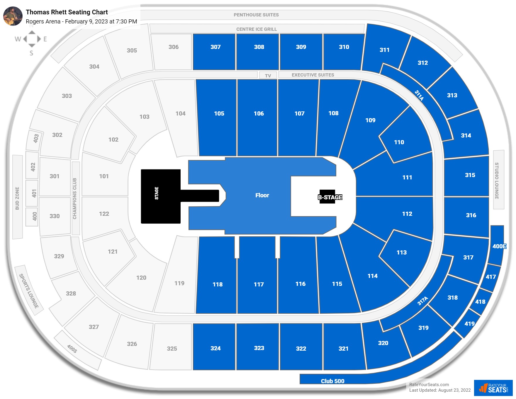 Thomas Rhett seating chart Rogers Arena