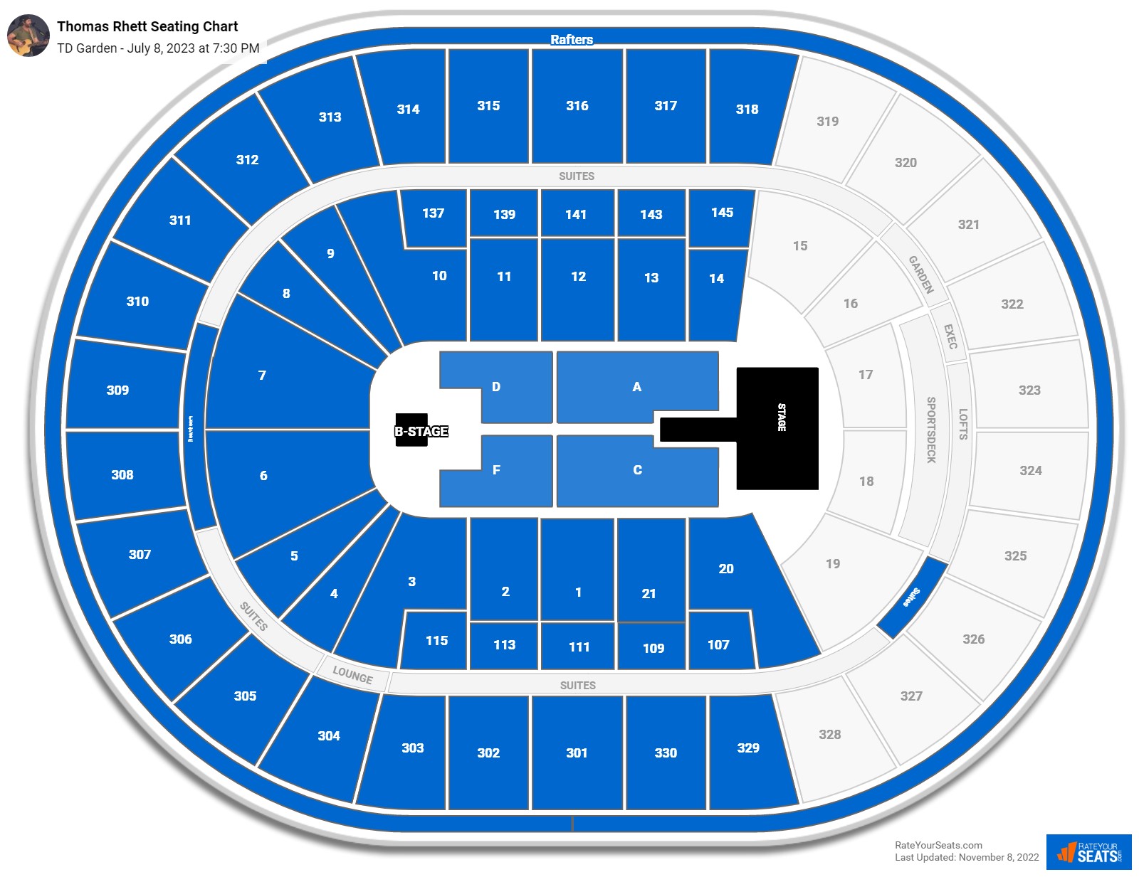 Thomas Rhett seating chart TD Garden