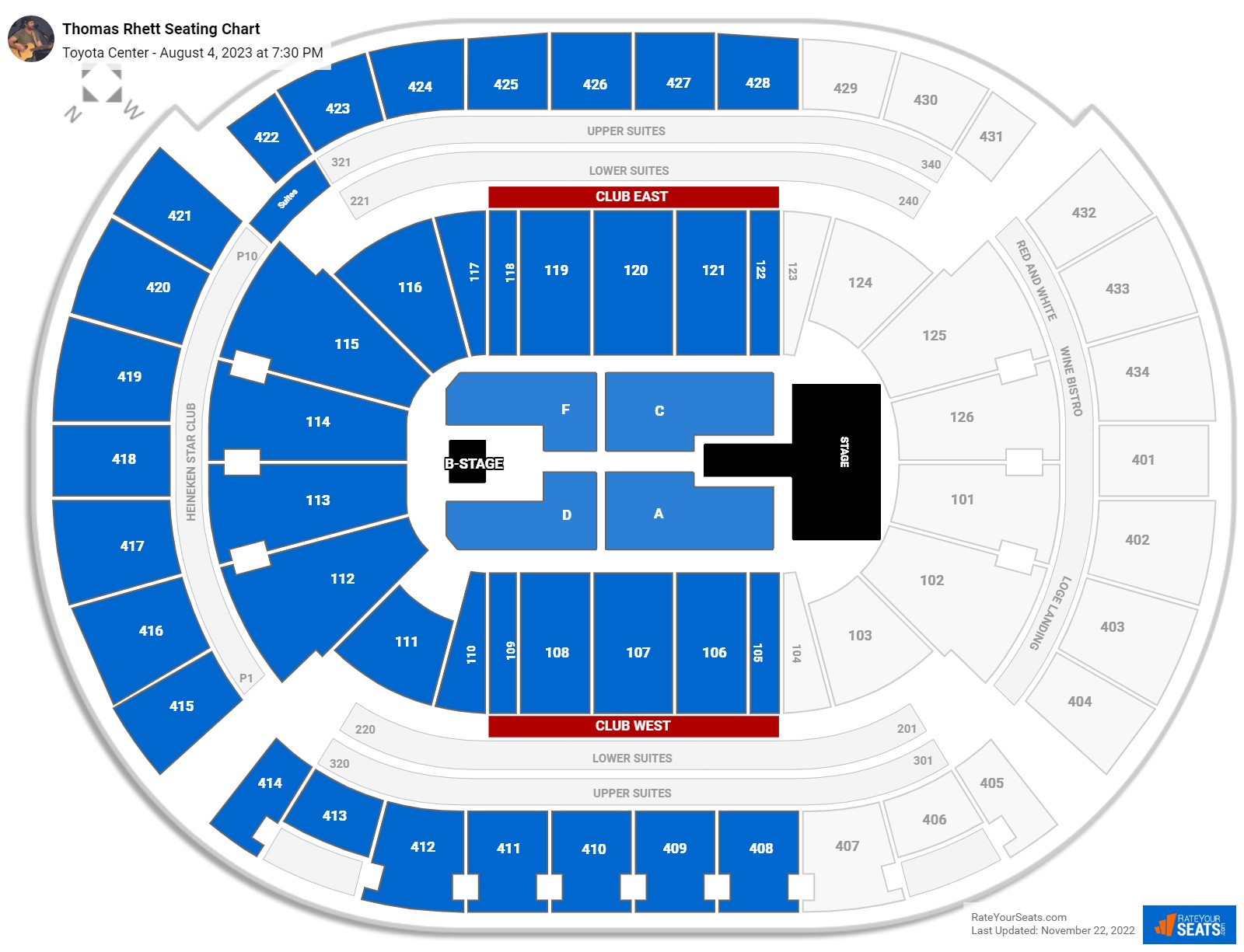 Thomas Rhett seating chart Toyota Center